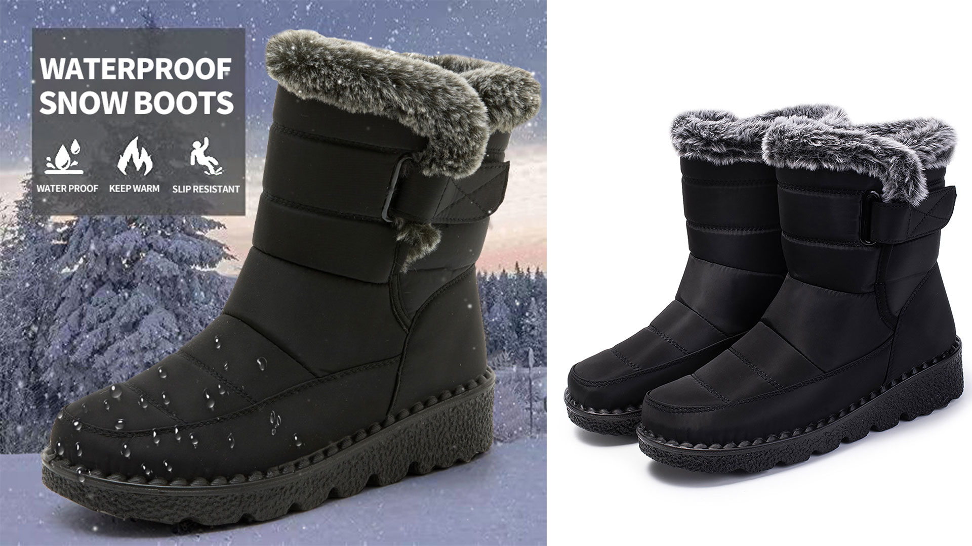 thumbnail video image 2 of Ablanczoom Snow Boots Women: Winter Shoes Woman Ankle Outdoors Booties with Warm Faux Fur, 2 of 7
