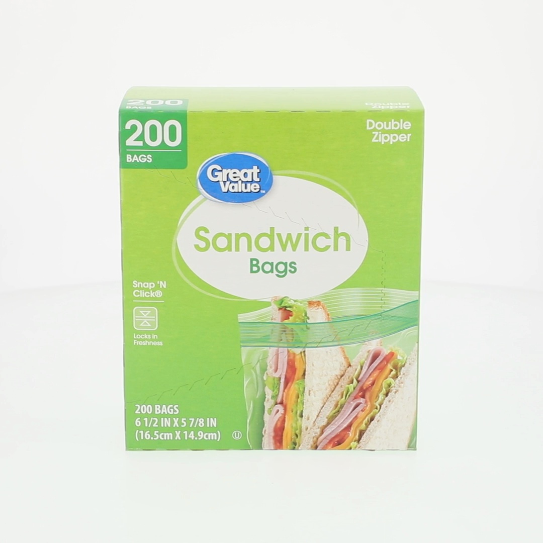 Great Value Double Zipper Sandwich Bags, 200 Count, 6.5x5.875 inch