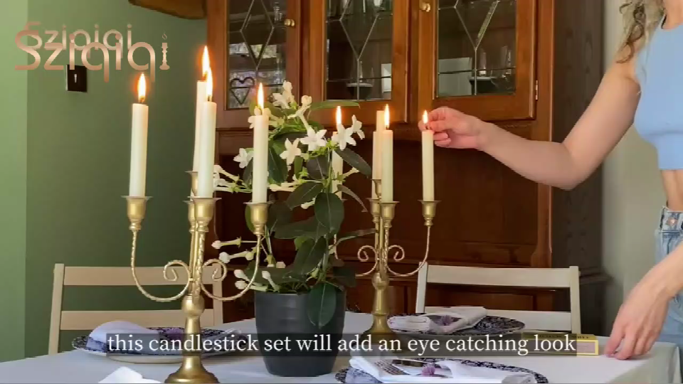 thumbnail video image 2 of Sziqiqi Gold Candelabras 5 Arms Candle Holders for Table Centerpiece, 2 of 7