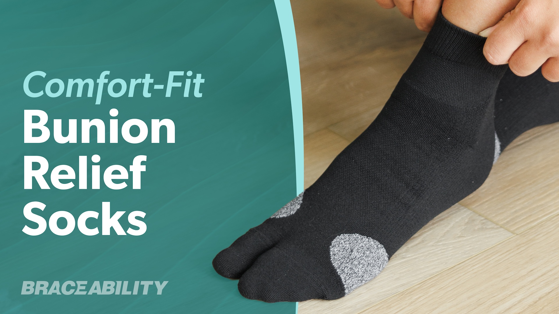 thumbnail video image 2 of BraceAbility Bunion Relief Socks, Split Toe Compression for Bunion Pain Relief and Toe Alignment, 1 Pair, Small, 2 of 10