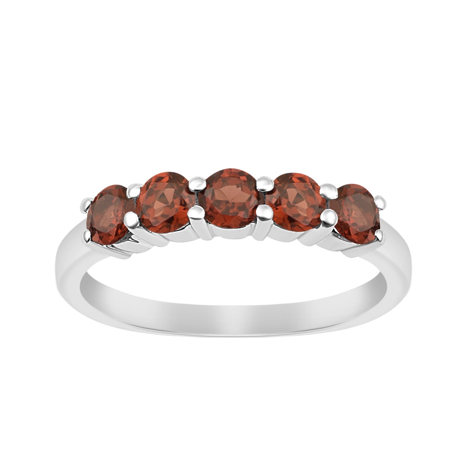 thumbnail video image 2 of Mooneye 4mm Round Shape Garnet 925 Sterling Silver Half-Eternity Women Stackable Wedding Ring, 2 of 7