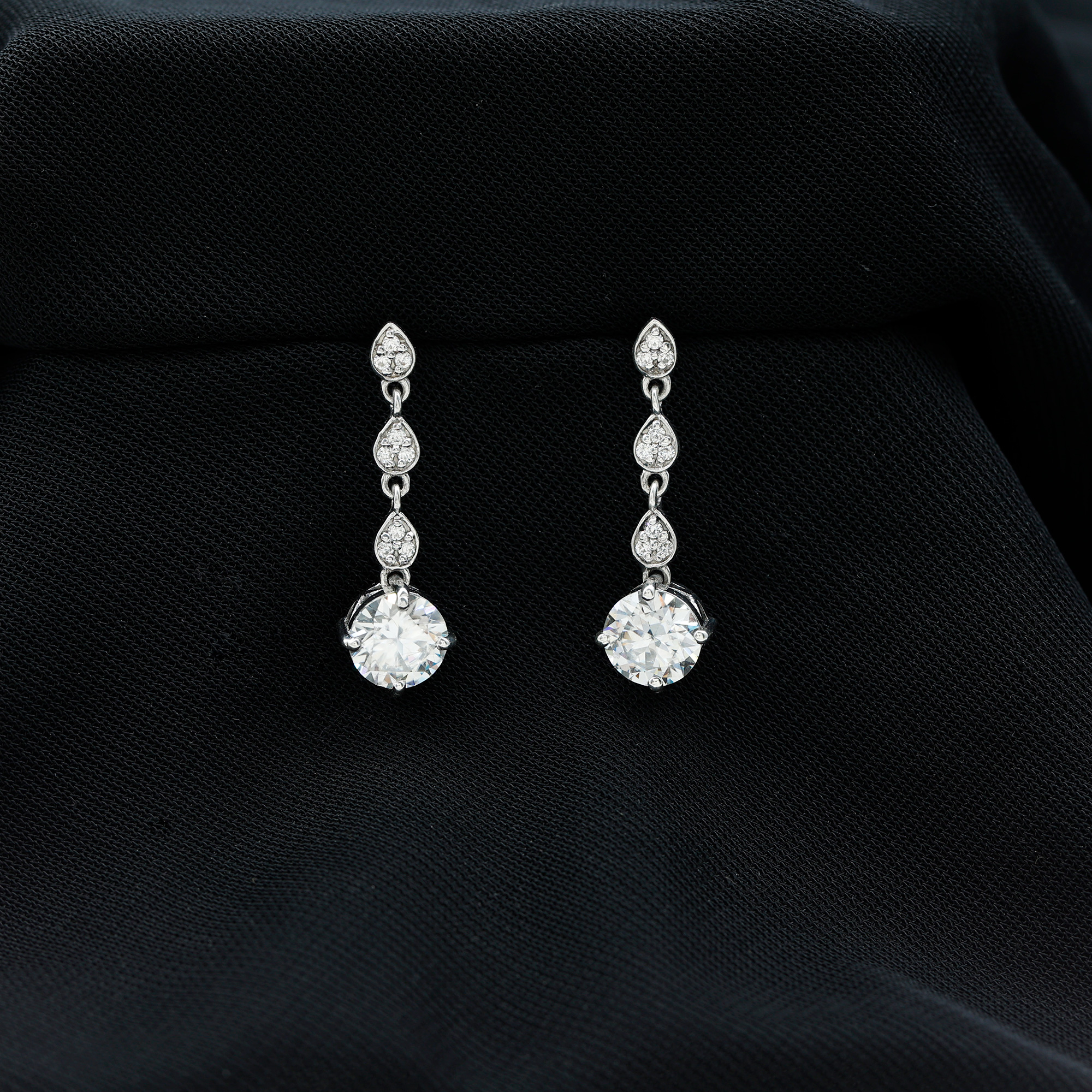 thumbnail video image 2 of Rosec Jewels Lab Grown Diamond Dangle Earrings with Screw Back - Chain Earrings for Anniversary (EF-VS Grade), 10K Yellow Gold, 2 of 9