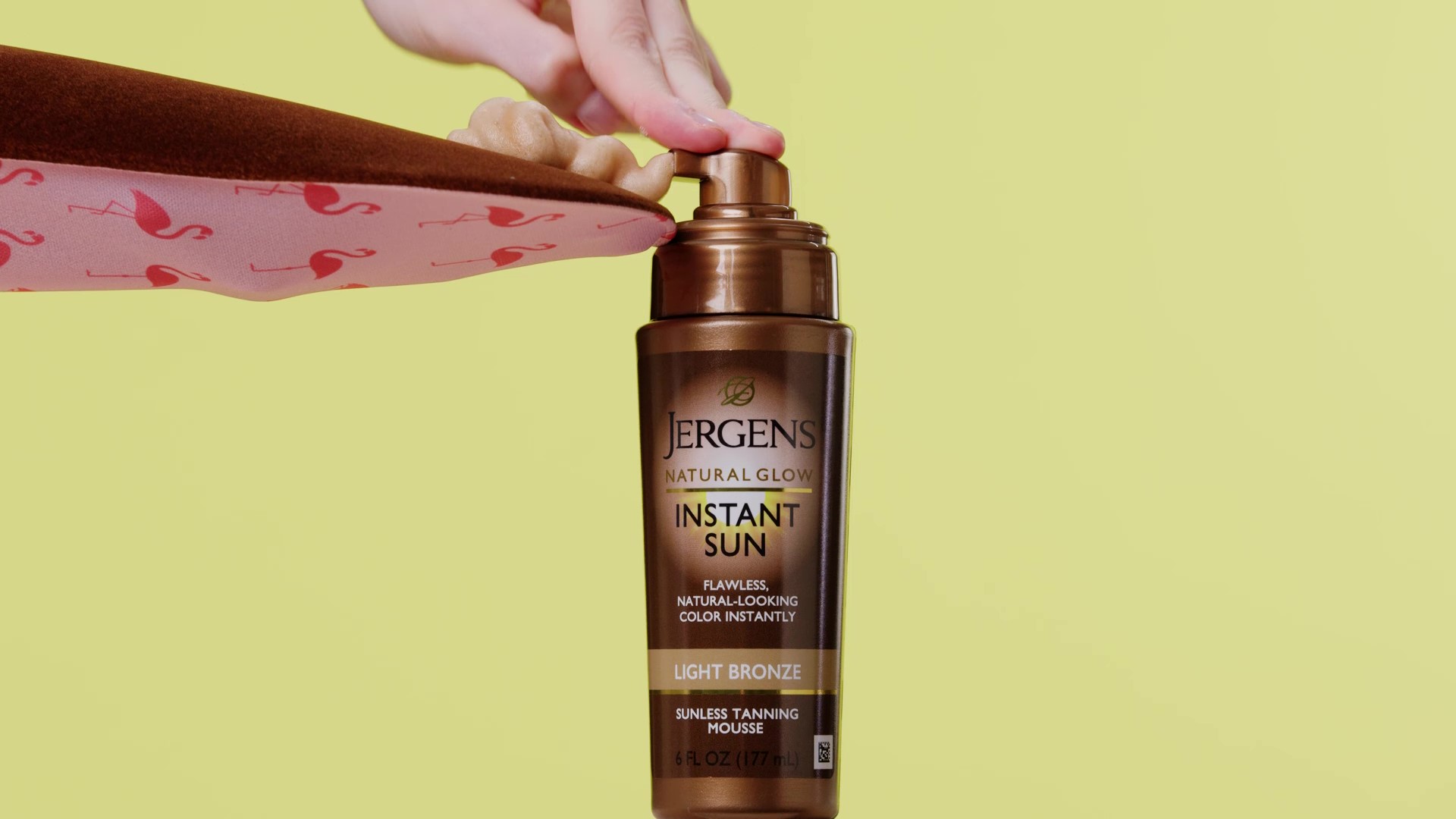 thumbnail video image 3 of Jergens Natural Glow Instant Sun Sunless Self Tanning Mousse, Light Bronze, 6 oz, 3 of 12