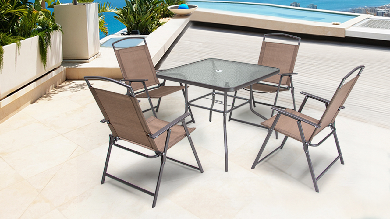 thumbnail video image 2 of Crestlive Products 4PCS Folding Patio Chair, Portable Dining Chairs with Armrest & Textilene Fabric, Outdoor Chair, Beige, 2 of 9