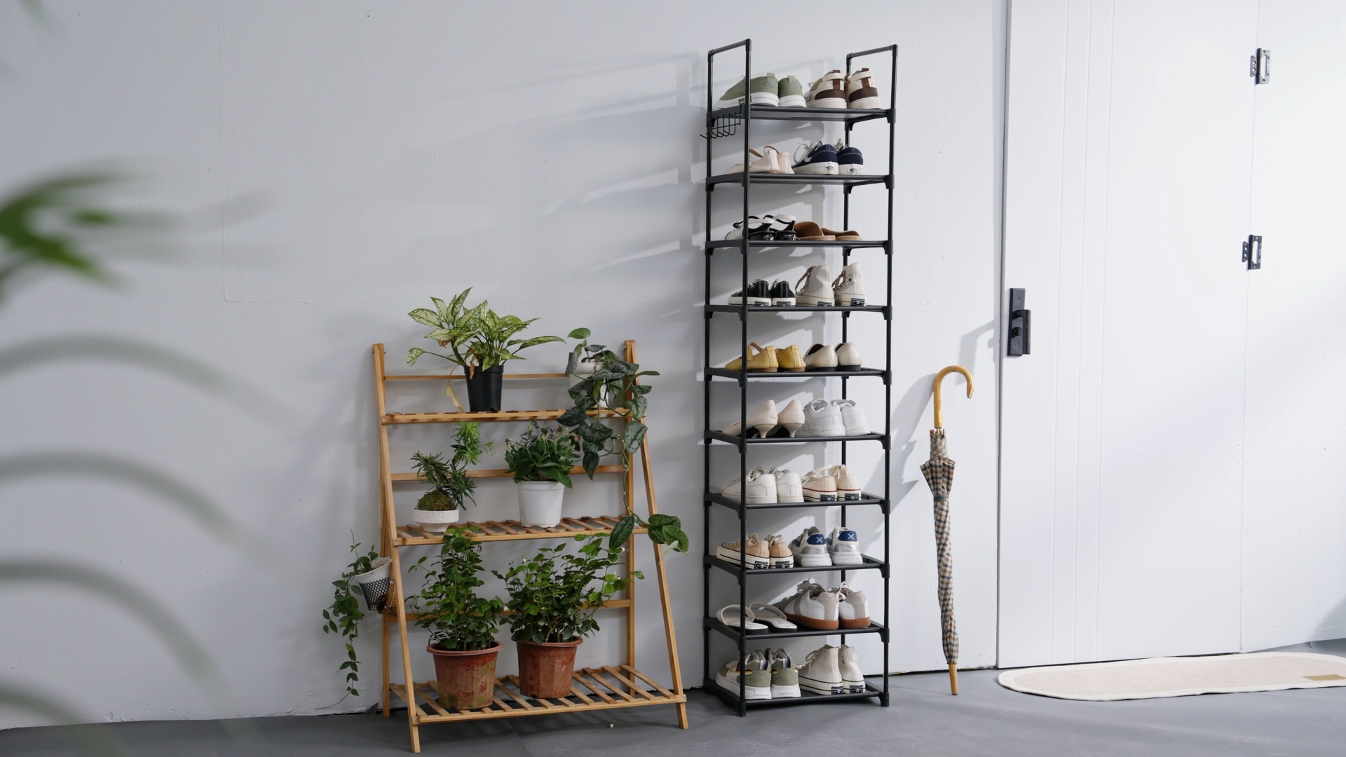thumbnail video image 2 of Kitsure Tall Shoe Rack - 10-Tier Shoe Organizer with Removable Shelves, Space-Saving Shoe Rack for Closet, Entrance, Bedroom, 16.9" x 11.5" x 68.0", Black, 2 of 12