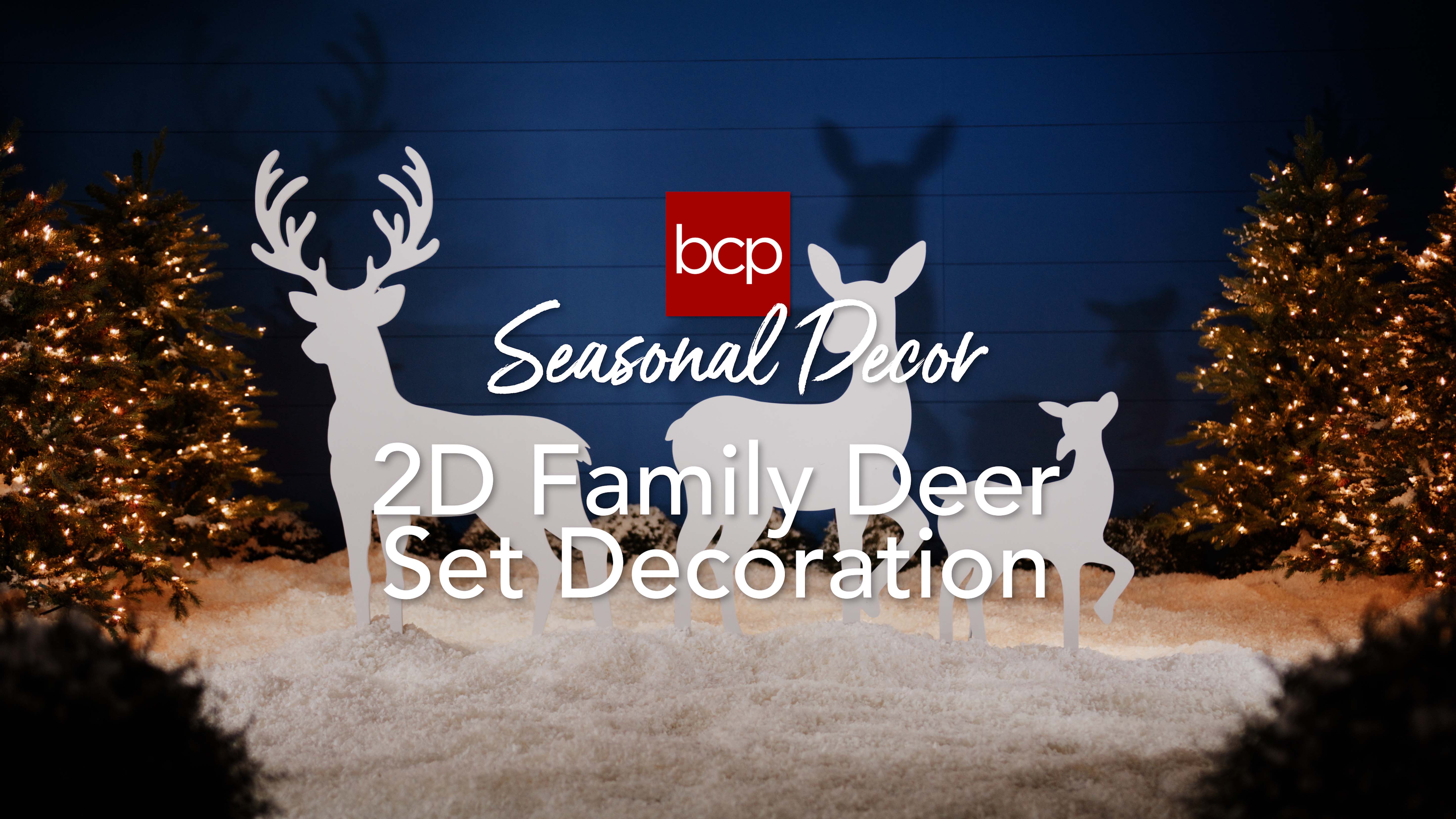 thumbnail video image 2 of Best Choice Products 3-Piece 46in 2D Deer Family Silhouette Set, Outdoor Christmas Yard Decor w/ Buck, Doe, Fawn - White, 2 of 7