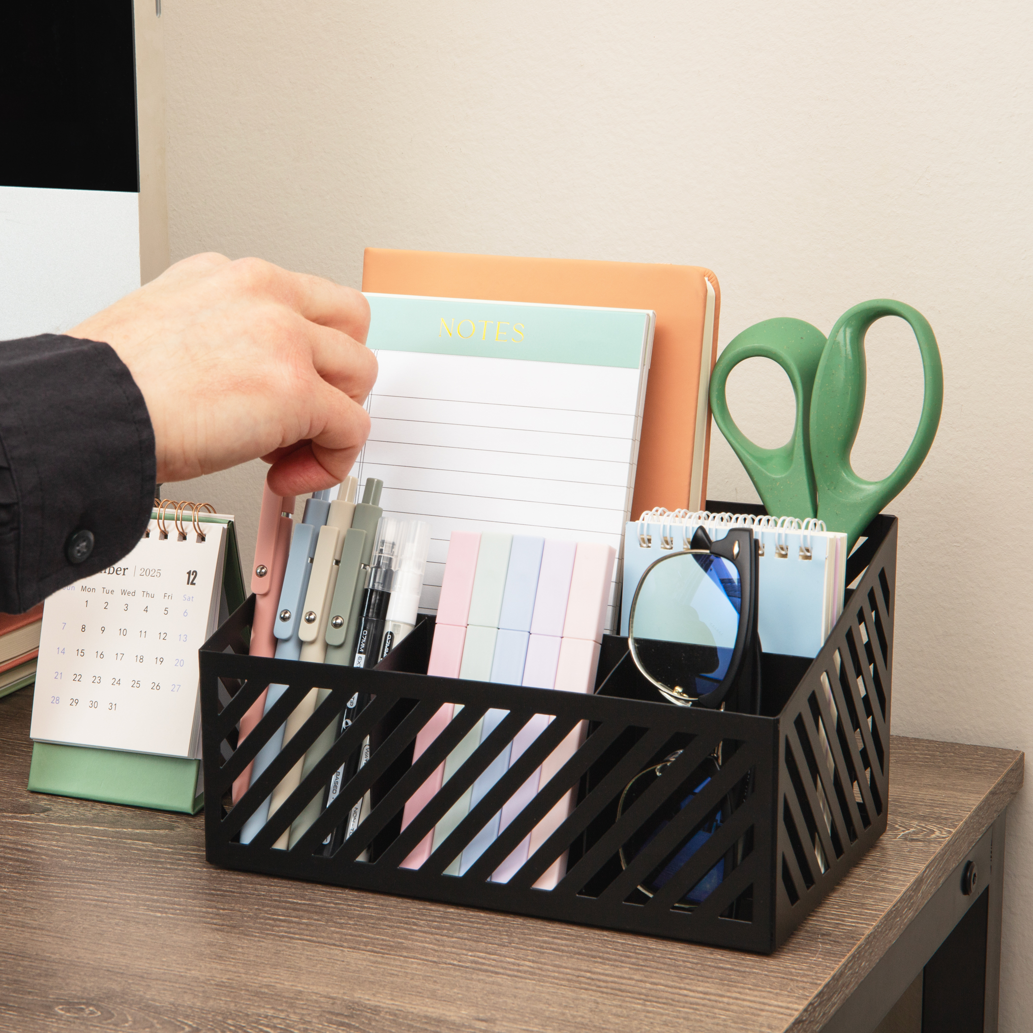 thumbnail video image 2 of Mind Reader Desktop Organizer and Mail Sorter, Five Compartments, Office Supplies and Accessories, Metal, Black, 2 of 5