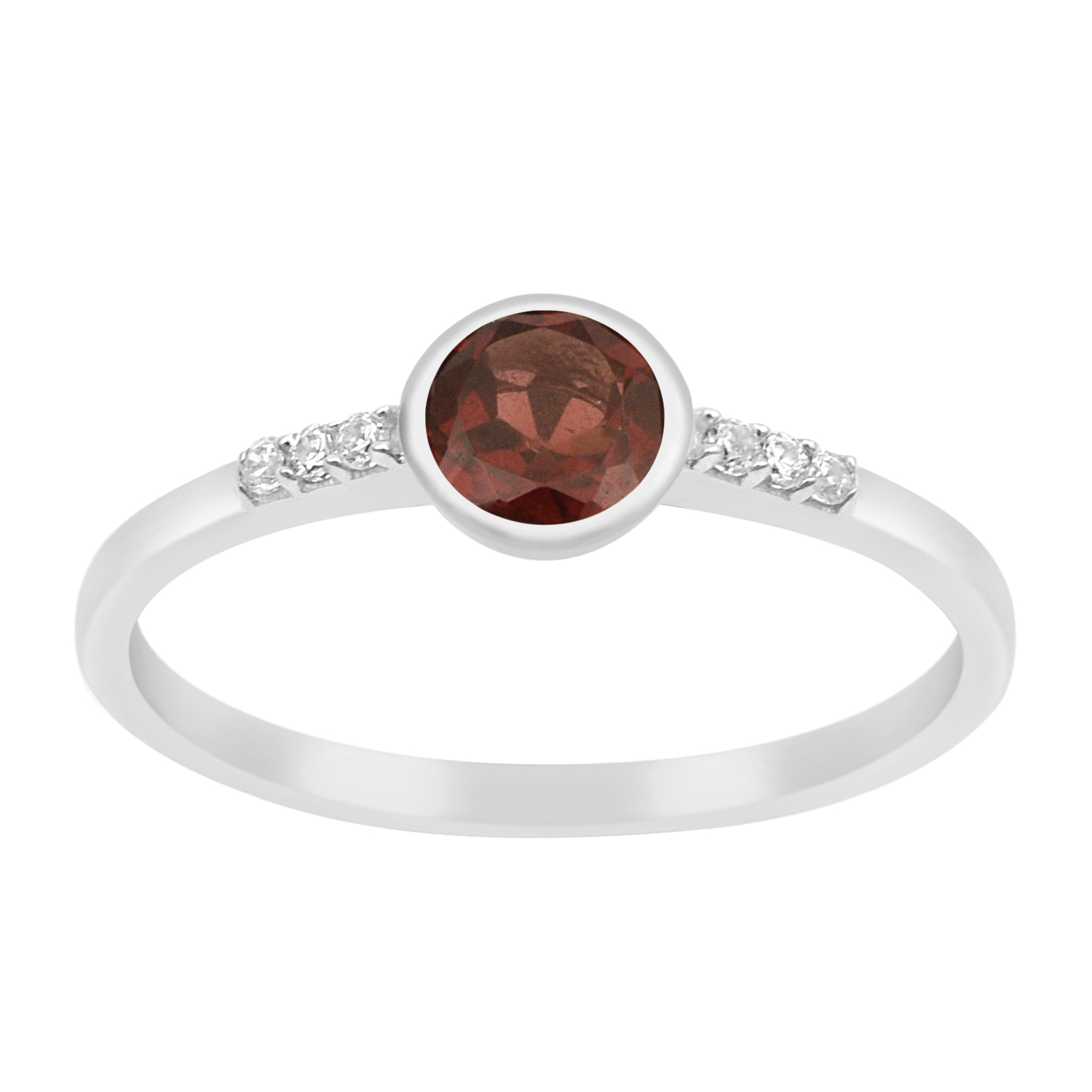 thumbnail video image 2 of 5mm Round Shape Garnet Gemstone 925 Sterling Silver Solitaire Accents Women Engagement Ring, 2 of 7