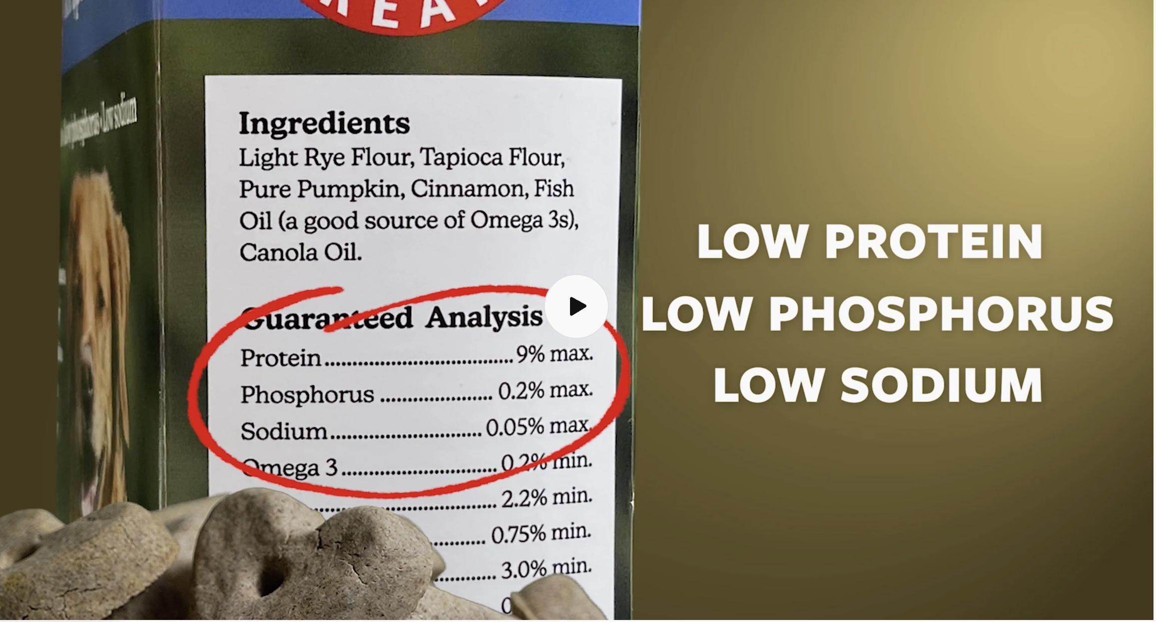 thumbnail video image 2 of Mattie's Treats: 1 Pound Box; Low Protein, Low Phosphorus, Low Sodium Dog Treats, 2 of 8