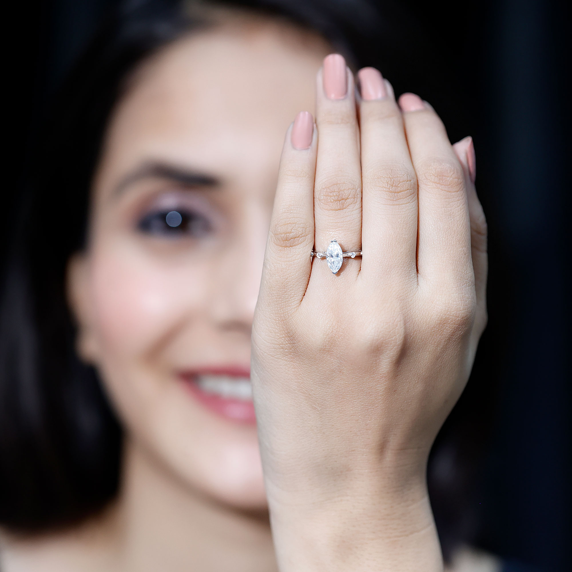 thumbnail video image 2 of Rosec Jewels Lab Diamond Engagement Ring Marquise - 5x10 mm - 1 Carat Diamond Ring for Women (Ef-Vs Quality), 18K Yellow Gold, US 4.00, 2 of 9