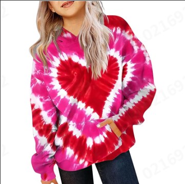 thumbnail video image 2 of Girls Hoodies Hoodies for Teen Girls Like Heart Print Valentines Day Shirts Outfits Tween Girls Cute Tops Girls Fashion Sweatshi Pink 13-14 Years, 2 of 5