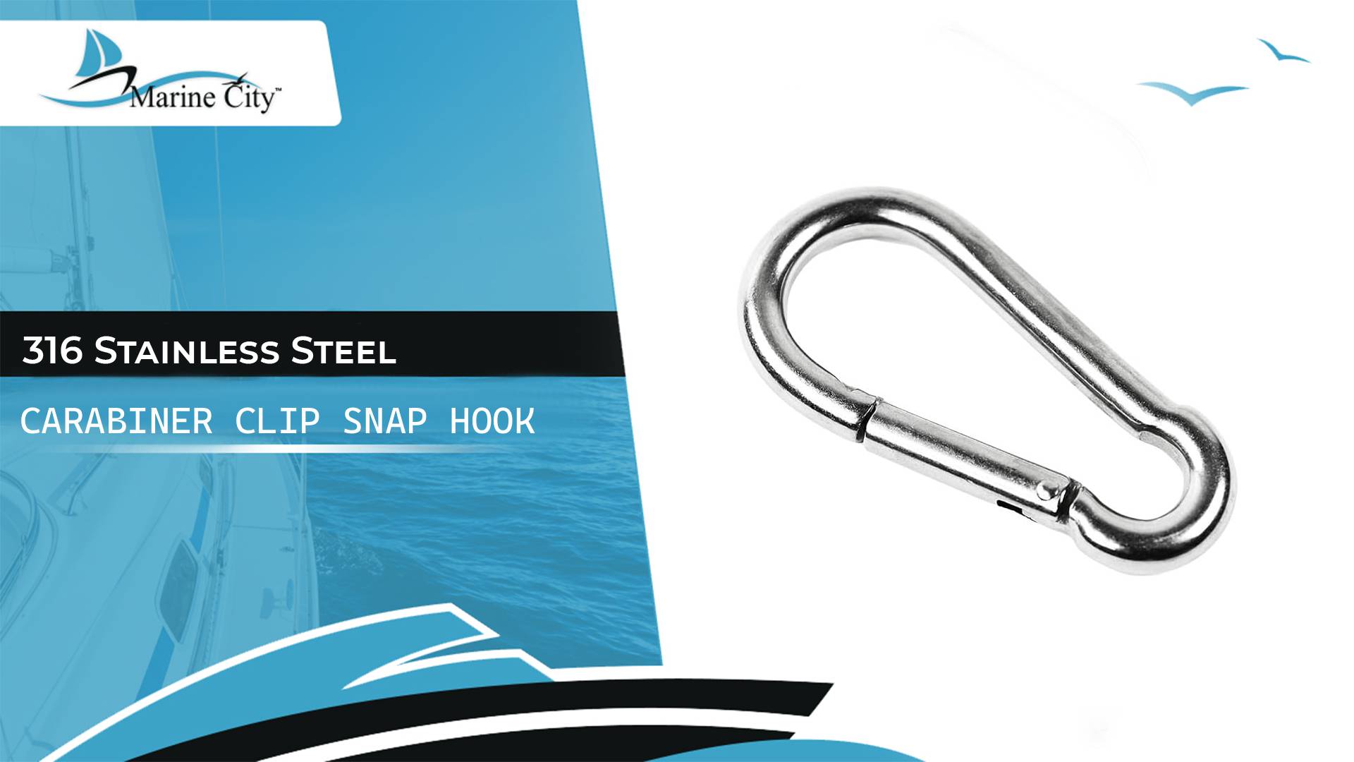 thumbnail video image 2 of MARINE CITY Carabiner Clip Snap Hook - 316 Stainless Steel Clips 3-1/2 Inches Ideal for Climbing Fishing Hiking Boating Sailing & Camping Pack of 4, 2 of 9