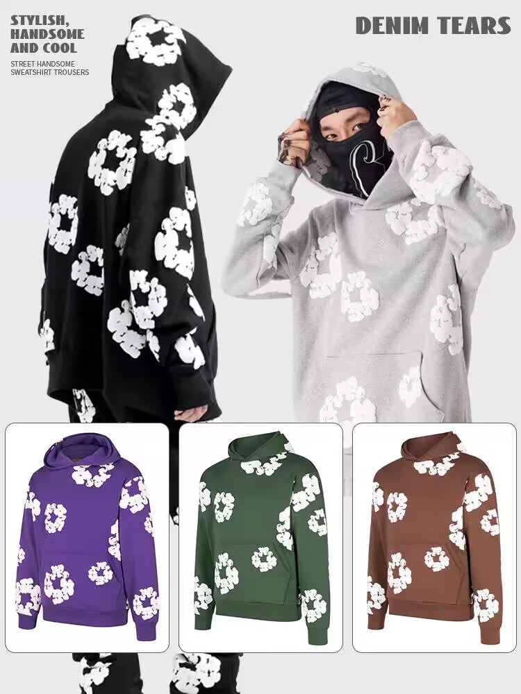 thumbnail video image 2 of Men's and women's foam printed hoodie and pants set, loose and oversized graphic retro Y2K men's and women's two-piece set, special street set, 2 of 11
