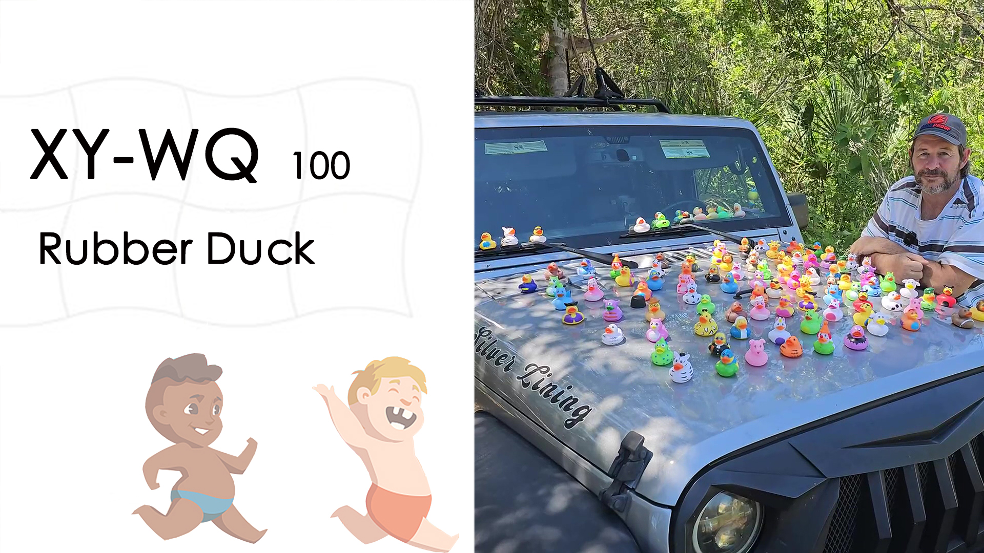thumbnail video image 2 of XY-WQ 100 Pack Rubber Duck for Jeeps Ducking - 2" Bulk Floater Duck for Kids - Baby Bath Toy Assortment - Party Favors, Birthdays, Bath Time, and More (50 Varieties), 2 of 9