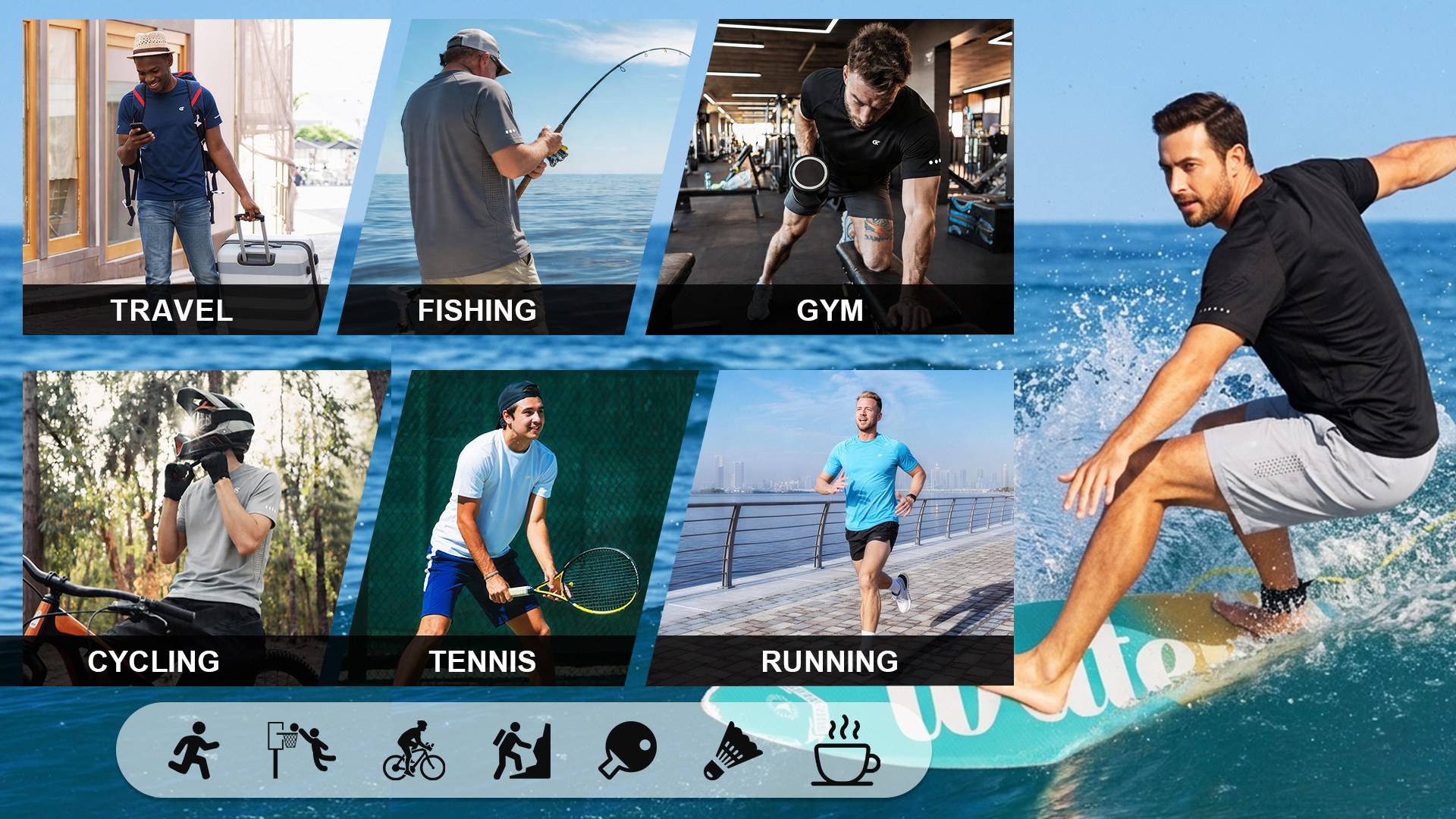 thumbnail video image 2 of Satankud Mens Sun Protection UPF 50+ Moisture Wicking Short Sleeve Shirts Workout Rash Guard Swim Shirts Running Athletic Gym Surf Hiking Dark Grey-2XL, 2 of 11