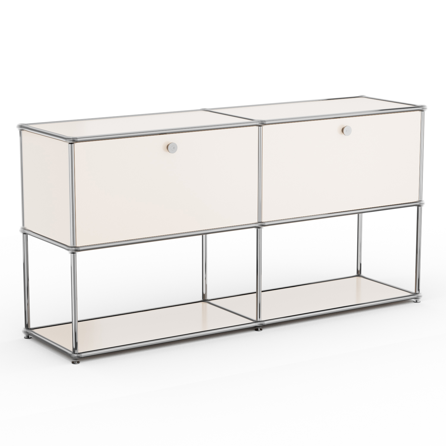 Cottinch 2-Tier Accent Cabinet,Metal Storage Cabinets with 2 Doors,Open Shelf,Freestanding Organizer for Living Room,Yellow
