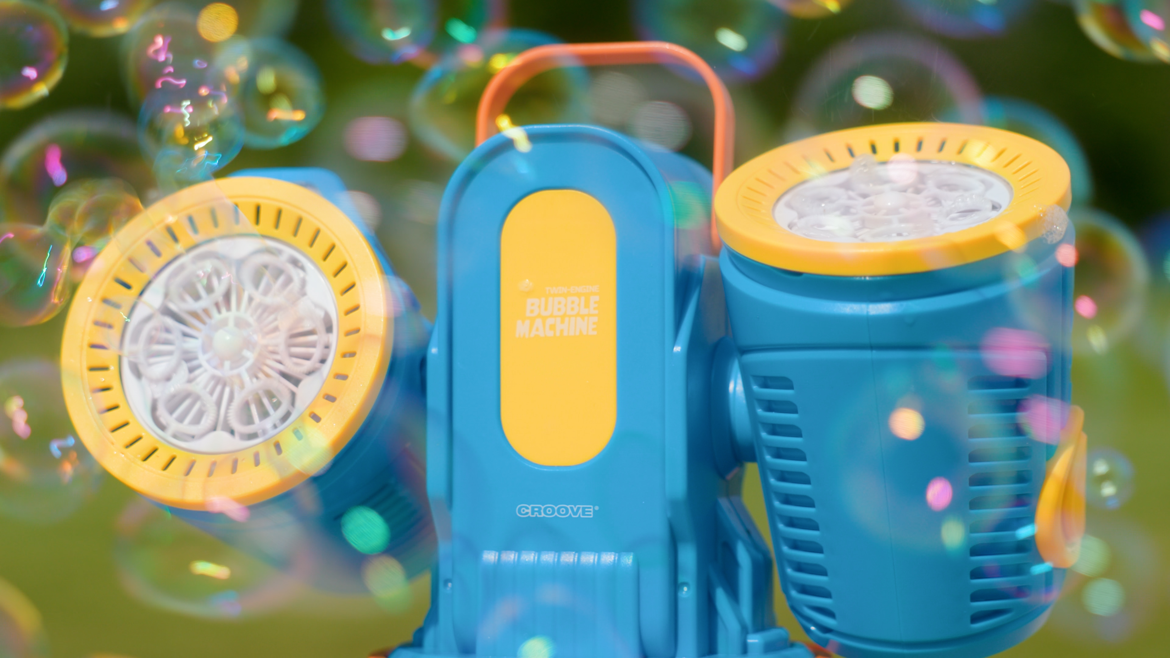 thumbnail video image 2 of Croove Rechargeable Bubble Machine for Kids, 10,000 Bubbles Per Minute, 2 of 9