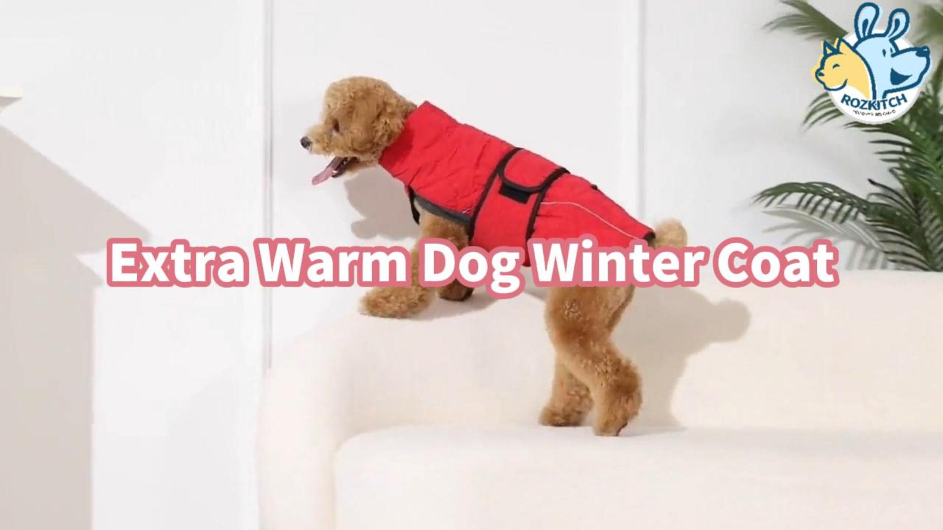 thumbnail video image 2 of ROZKITCH Dog Winter Coat,Adjustable Dog Jacket with Thick Turtleneck for Medium Dogs,Windproof Pet Fleece Vest,Reflective Pet Snow Coat for Hiking,Camping,Black,M, 2 of 8
