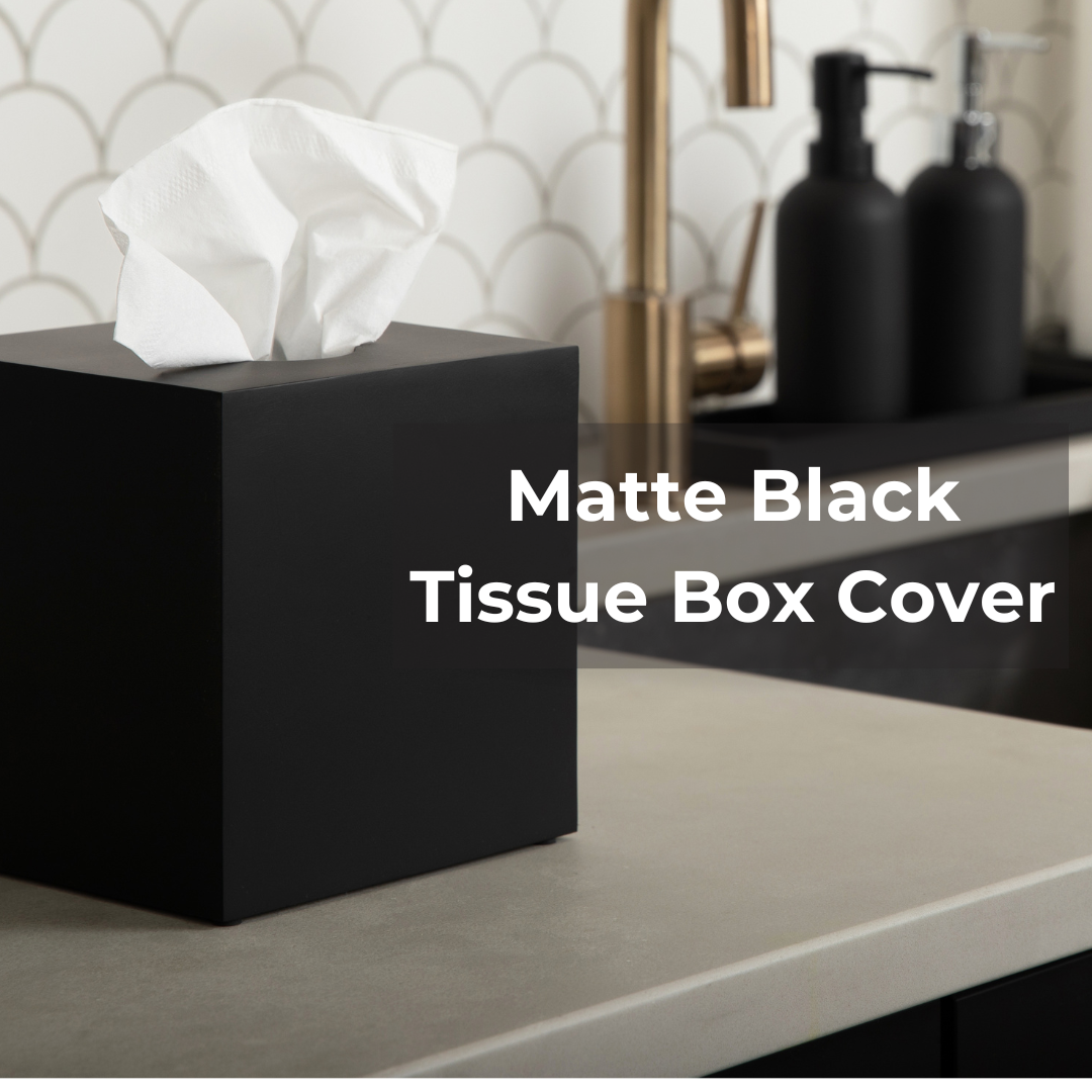 thumbnail video image 2 of Essentra Home Matte Black Square Tissue Box Cover - Essentra Home - Matte Black Collection, 2 of 6