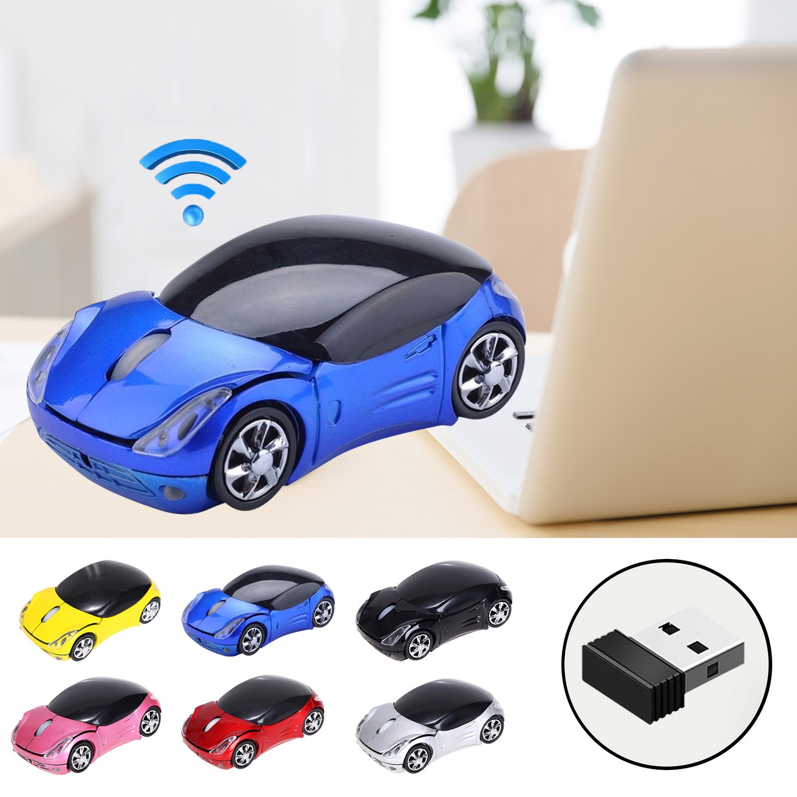 thumbnail video image 2 of Car Mouse for Computer Cute Wireless Mouse 2.4GHz Bluetooth Mouse for Laptop Optical Computer Mouse Usb Receiver Mice for PC Tablet Laptop Computer, 2 of 7