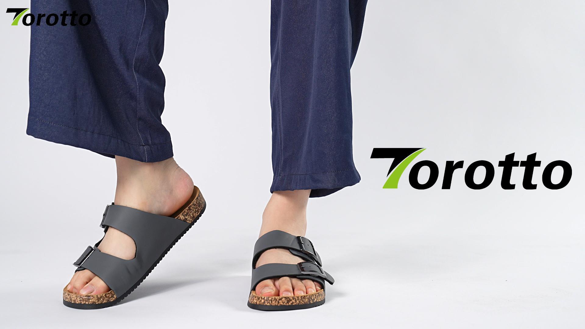 thumbnail video image 2 of Minglewis Men Women Cork Footbed Slide Sandals, Arch support Comfort Double Buckle Strap Casual Sandals for Daily Walking Beach Pool Shopping Travel, 2 of 10