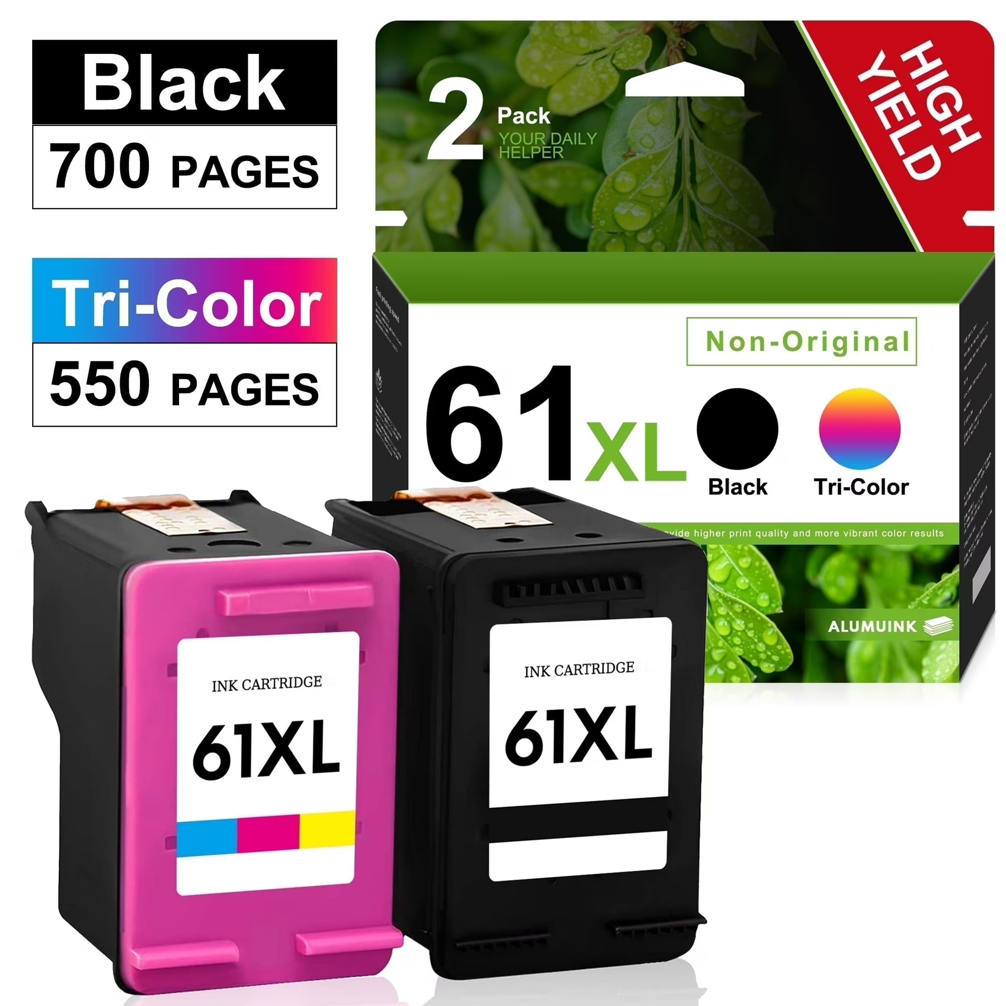 thumbnail video image 2 of 61XL Ink Cartridges Compatible for HP 61 Ink Cartridge Combo Pack for Printer Ink HP 61 for Envy 4500 4502 5530 DeskJet 1000 1010 2050 2500 Officejet 4630 4635 Printer (Black, Tri-Color), 2 of 8