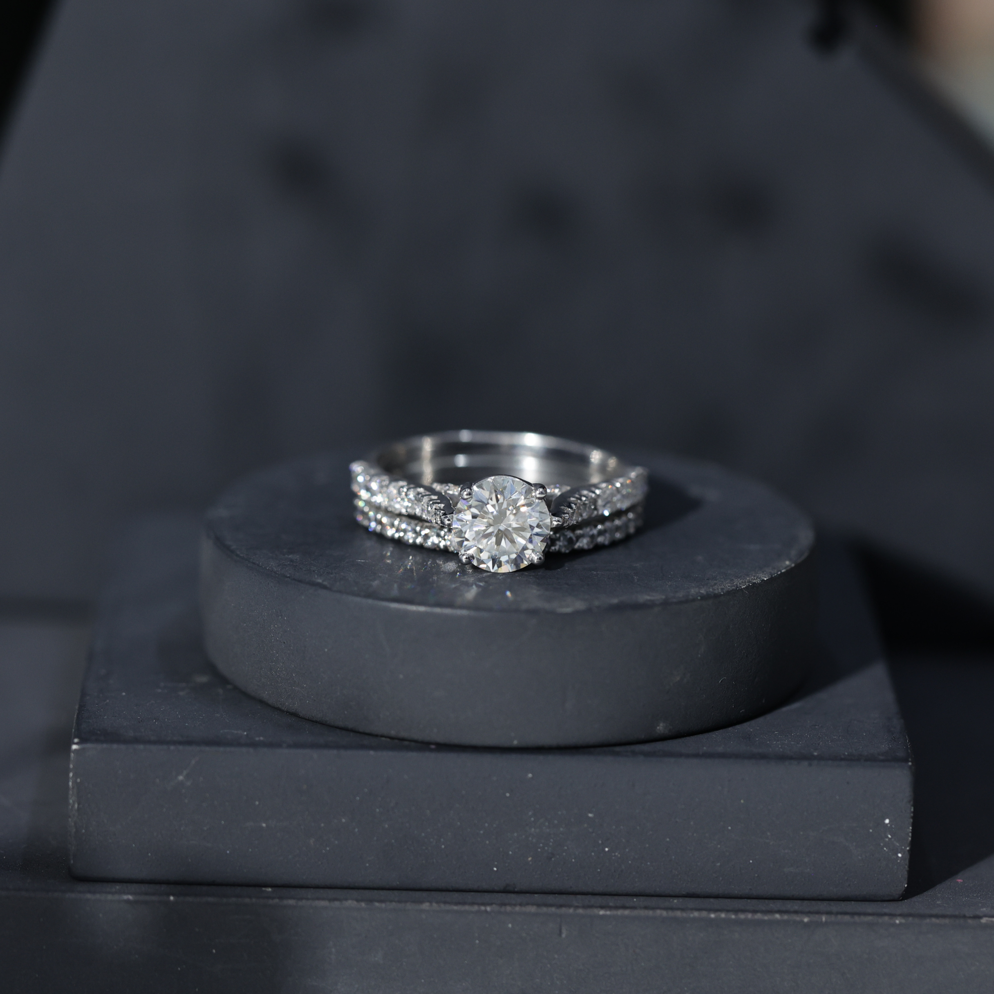 thumbnail video image 2 of Rosec Jewels Moissanite Wedding Ring Set - 2 Carat Engagement Ring with Wedding Band - D-VS1 Quality Certified, 18K Yellow Gold, US 8.50, 2 of 9