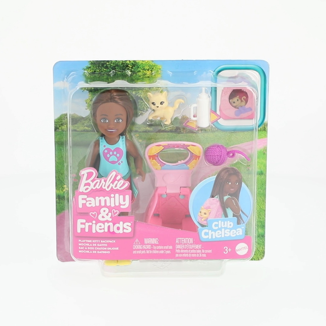 barbie mini cat backpack for dolls Barbie Chelsea and Kitty Backpack Playset with Transforming Backpack and  Accessories