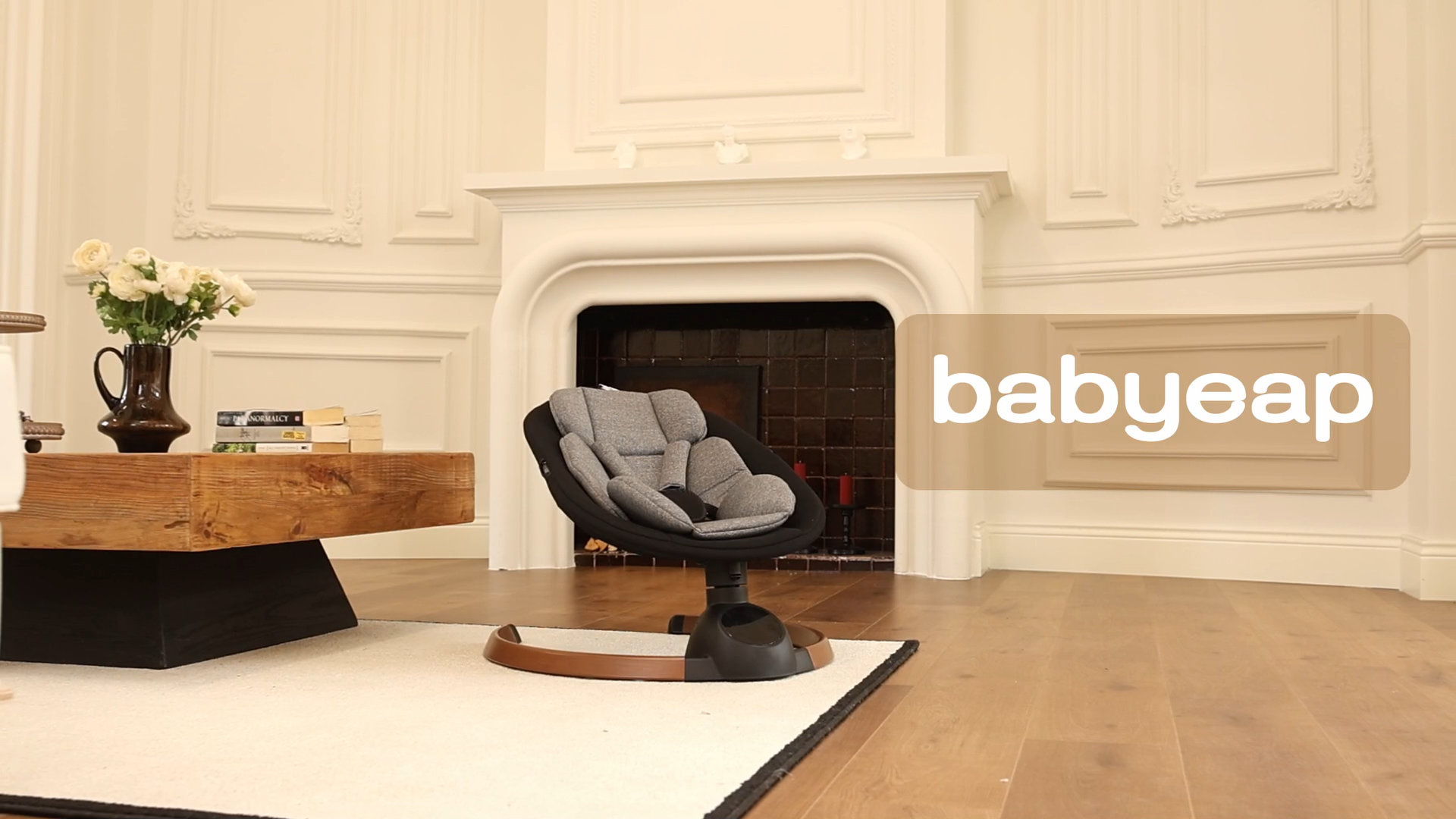 thumbnail video image 2 of Babyeap Baby Swing for Infants,Bluetooth Control 5-point Harness Newborn Swing,5 Sway Speed,10 Lullabies(Gray), 2 of 9