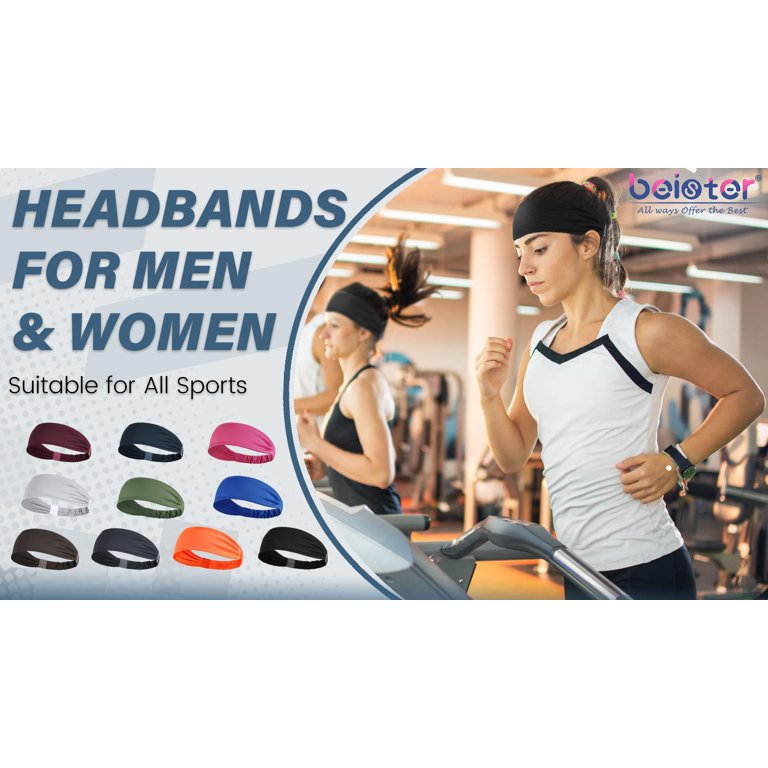 Beister Sweat Wicking Headbands (5 Pack), Elastic Non Slip  display picture 1