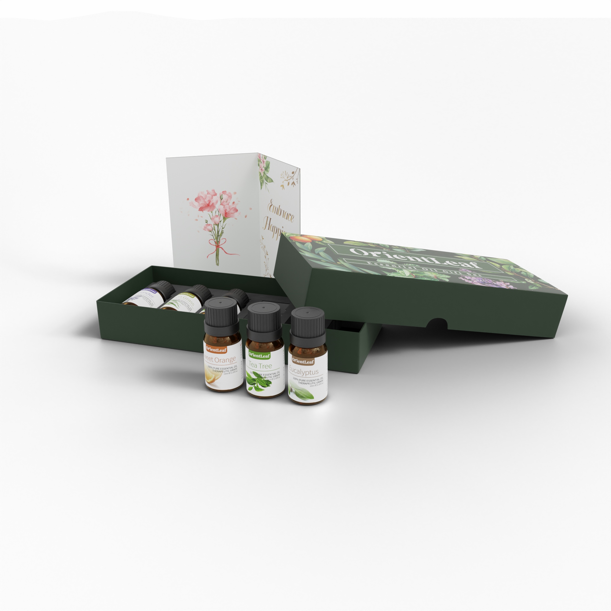 OrientLeaf Essential Oils Set 6Pcs 10ml with Greeting Card, Peppermint,  Lavender, Eucalyptus, Lemongrass, Tea Tree & Orange, Aromatherapy Essential