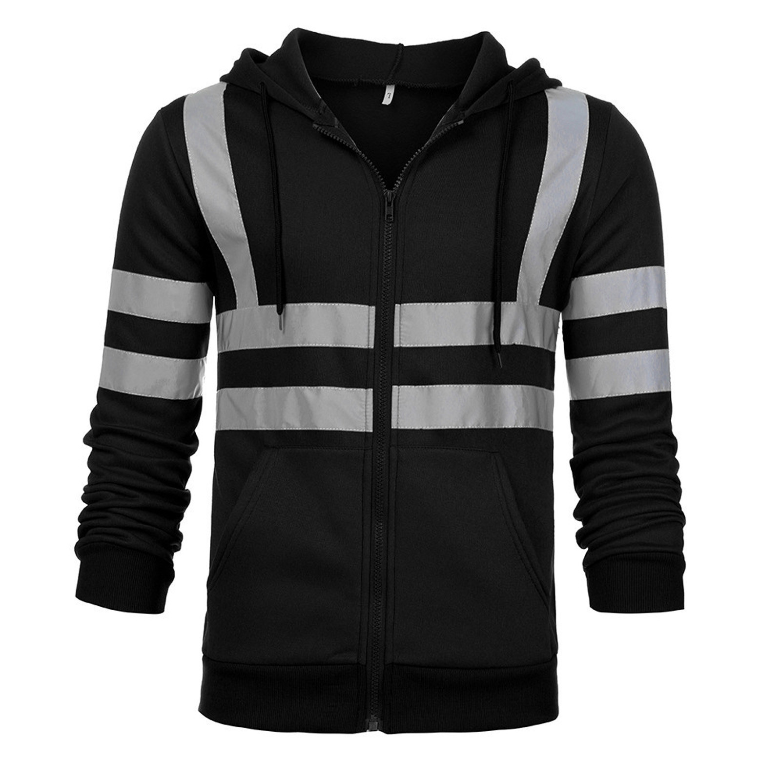 thumbnail video image 2 of Mens High Visibility Hoodie Jackets - Reflective Strip Fleece Lined Safety Work Hoodies Coats for Men Black 4XL, 2 of 6