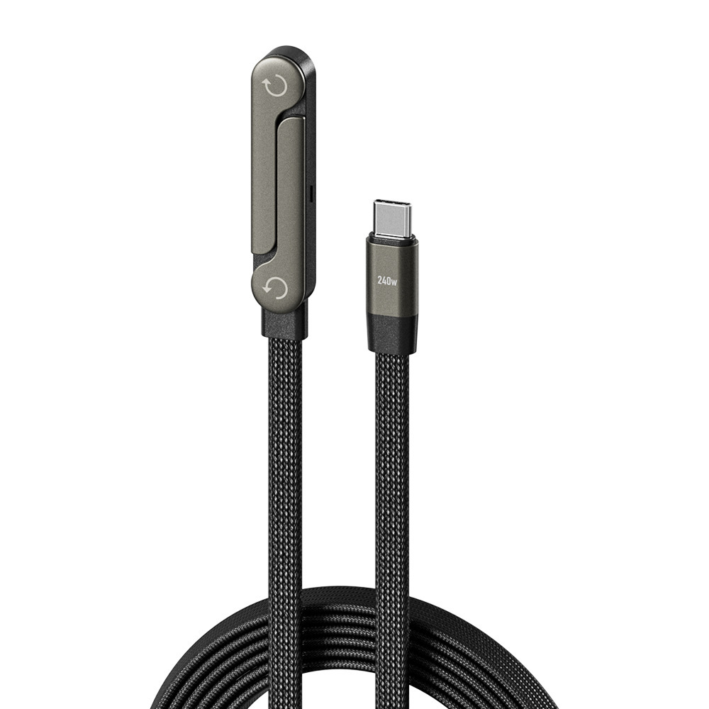 thumbnail video image 2 of 240W Sideways Phone Charger with Built-in Phone Stand, 90 Degree USB-C Cord for Fast Charging and Hands-Free Viewing, 2 of 6