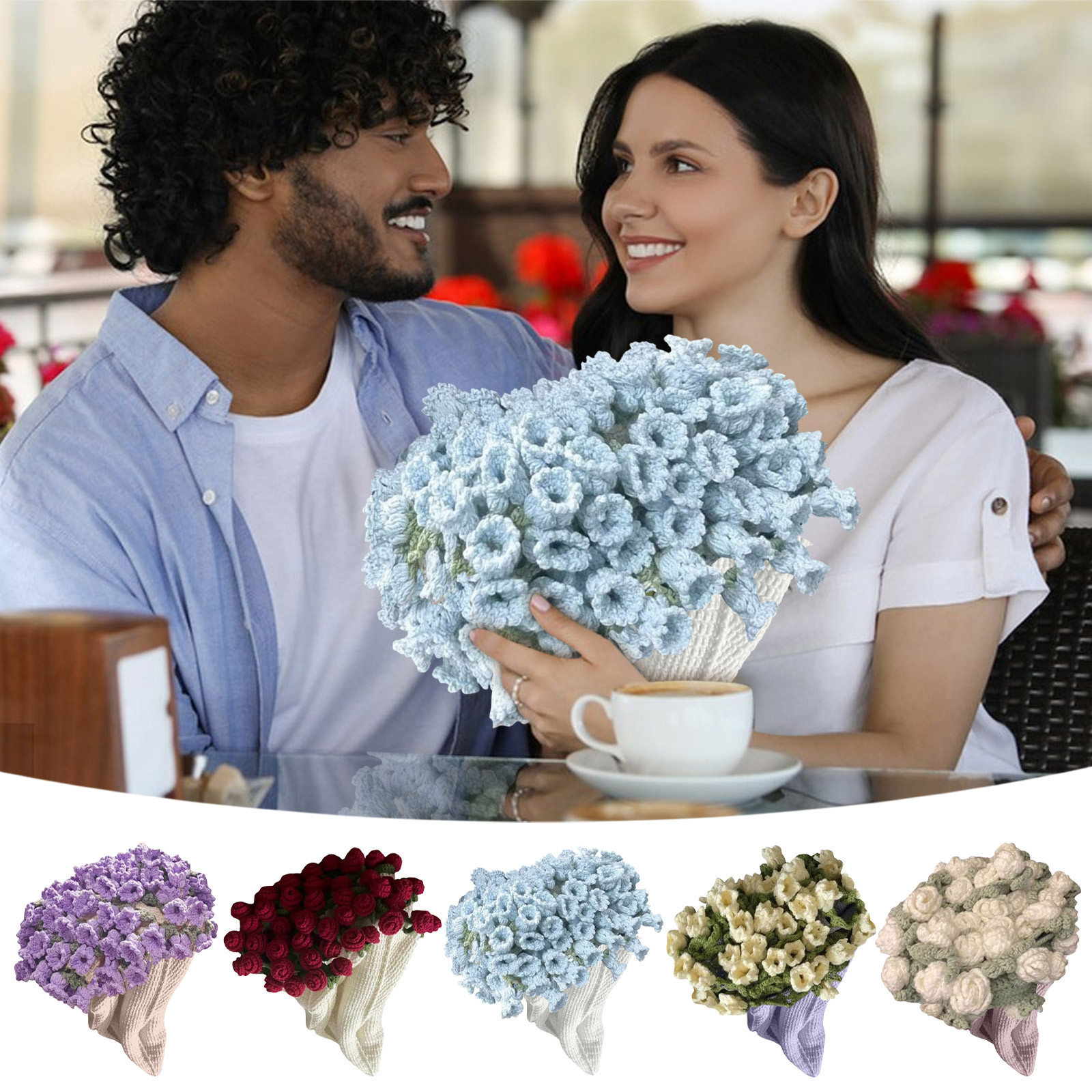 thumbnail video image 2 of Crochet Flowers Rose Bouquet Blanket Handmade,Soft Lightweight Rose Flower Bouquet Knitted Throw Blankets Exquisite Romantic Gifts for Mother's Day Birthday, 2 of 5