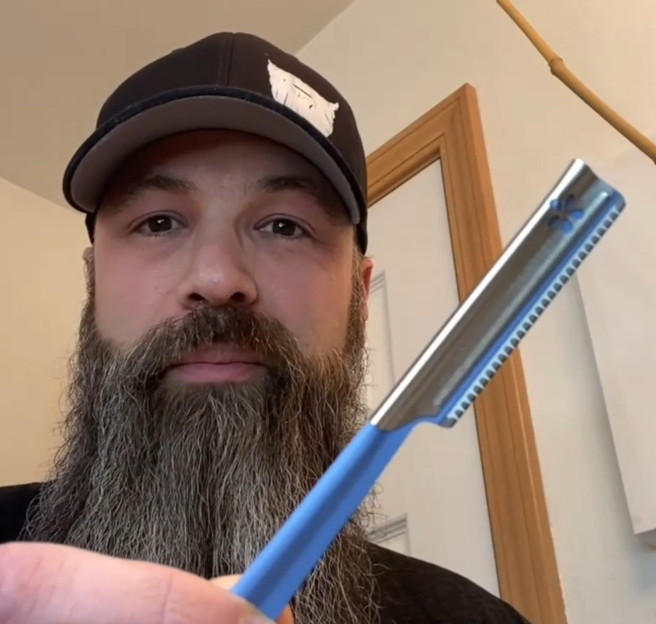 thumbnail video image 2 of Beard Shaping Razor Mustache Straight Edge Razors Tool For Travel Bags Grooming Kit Trimmer For Men After Black Color Dye Balm Oil Wash Replacement Disposable Stainless Steel Shaving Blade Eyebrow, 2 of 8