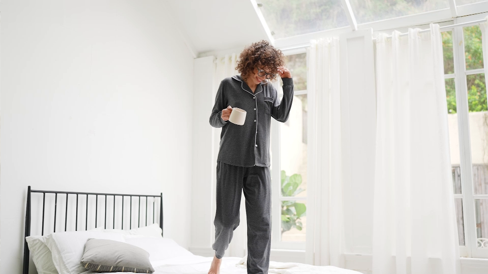 thumbnail video image 2 of Avidlove Women Pajamas Set Long Sleeve Sleepwear Button Down Nightwear Soft Pj Loungewear with Pockets, 2 of 8