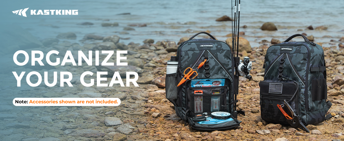 thumbnail video image 2 of KastKing Fishing Tackle Backpack,Water-Resistant Fishing Bag With 2 Rod Holders,Fishing Gear and Equipment -KarryAll KastMate, 2 of 10