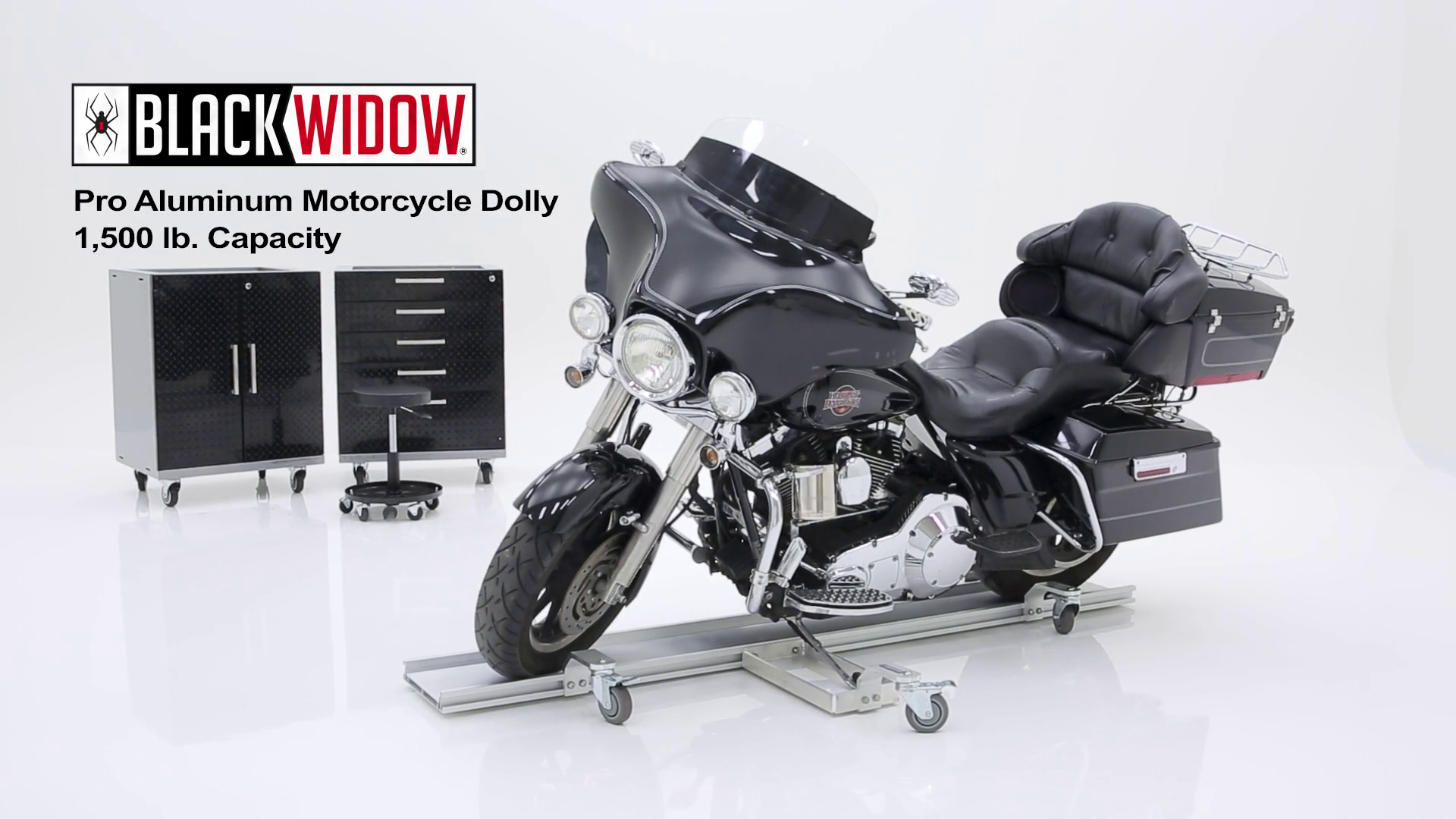 thumbnail video image 2 of Black Widow Pro Aluminum Motorcycle Dolly 1,500 lb. Capacity, 2 of 7