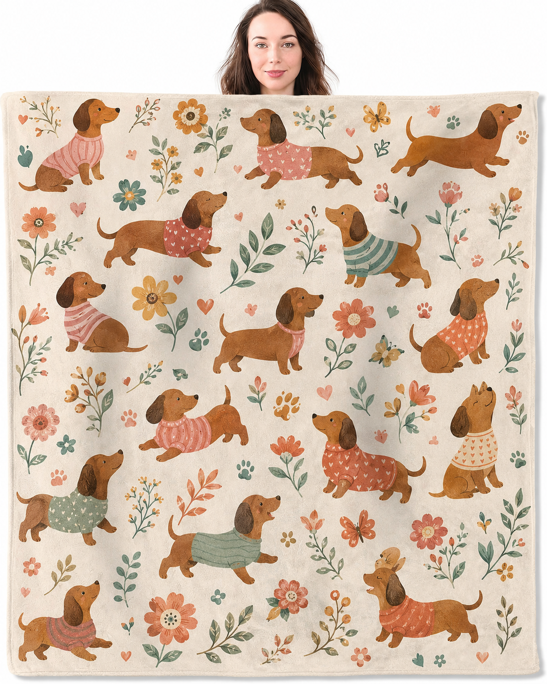 thumbnail video image 2 of Cute Dachshund Dog Throw Blanket, Colorful Sausage Dog Floral Flannel Blankets Gifts for Boys Girls Women, Home Decor Throws for Couch Bed Camping Travel Living Room Bedroom, 30x40 Inch, 2 of 9