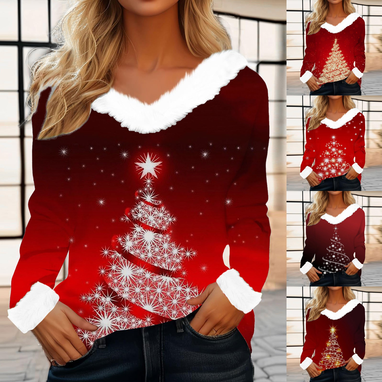 thumbnail video image 2 of NMMUED Christmas Shirts Christmas Gifts for Women Thanksgiving Shirts for Women Christmas Party Outfits for Women Womens Shirts Dressy Casual Funny Christmas Shirts Fall Shirts for Women Black L, 2 of 5