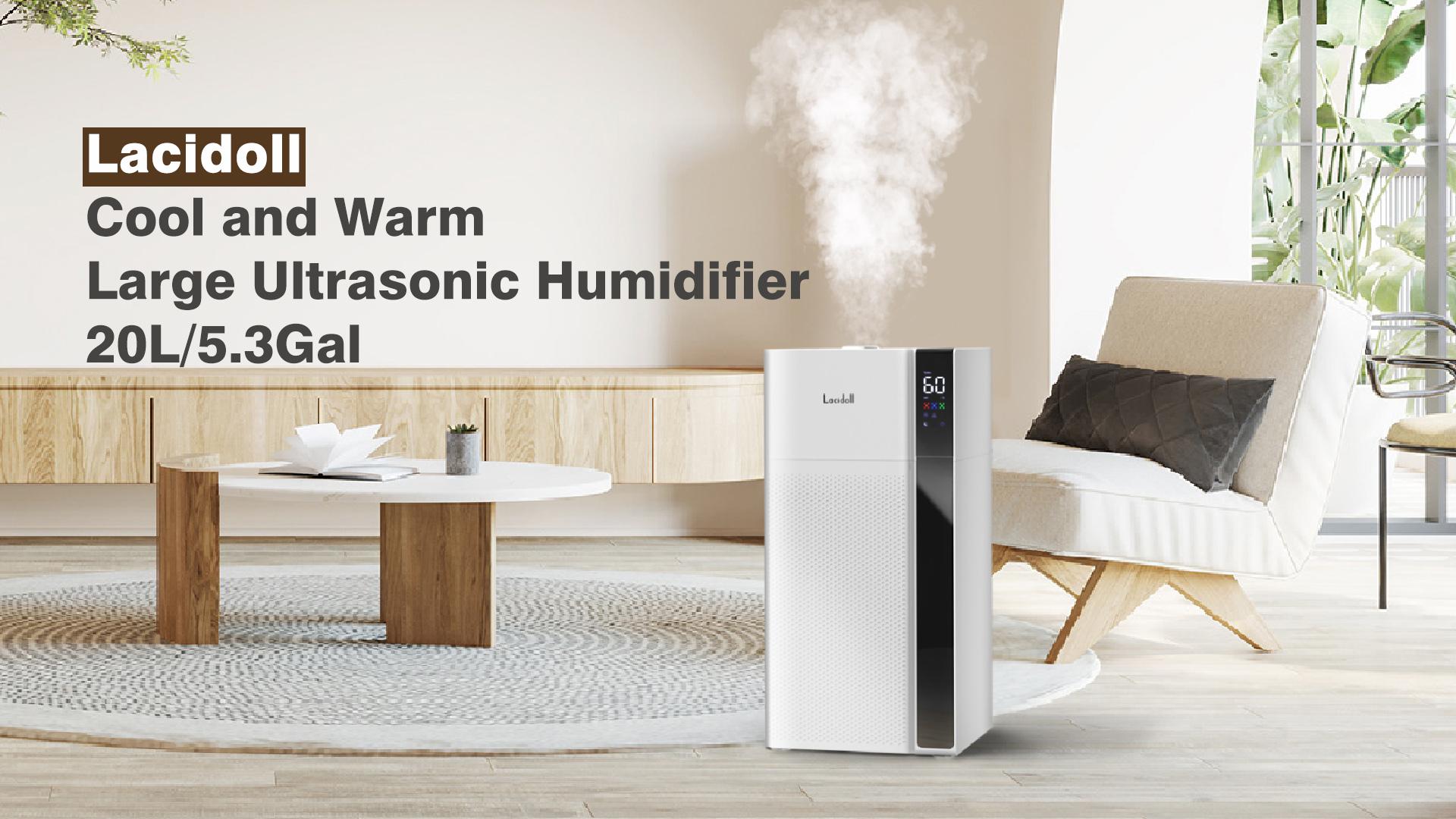 thumbnail video image 2 of Warm and Cool Mist Humidifier Large Room, 5.3Gal/20L Whole House Humidifiers for Home, Quickly & Evenly Humidify Larger Areas, Top Fill, White, 2 of 7