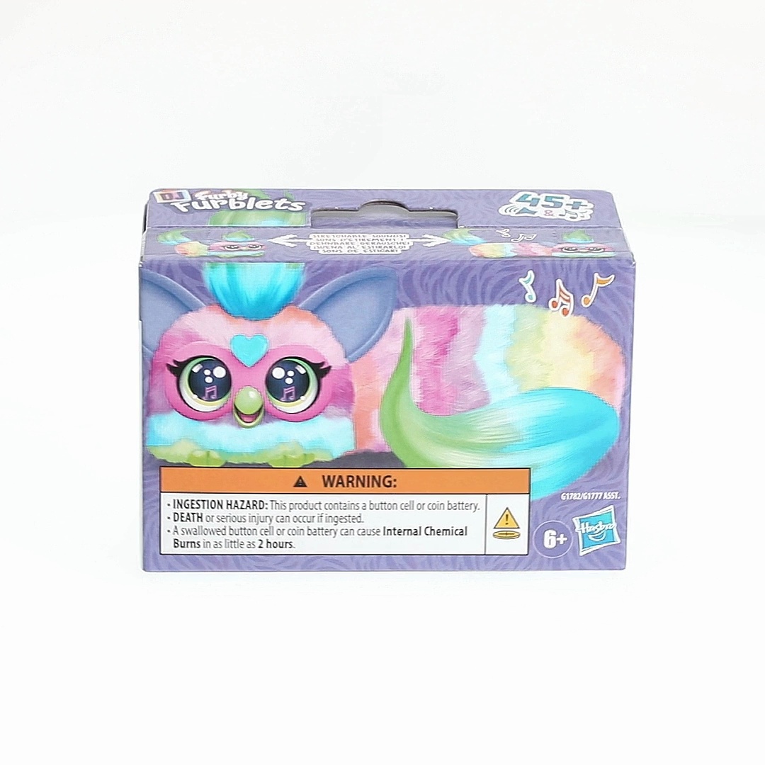 Furby, DJ Furblets Mini Plush Toy, Can-Dee-Swirl, Plays Music, 6
