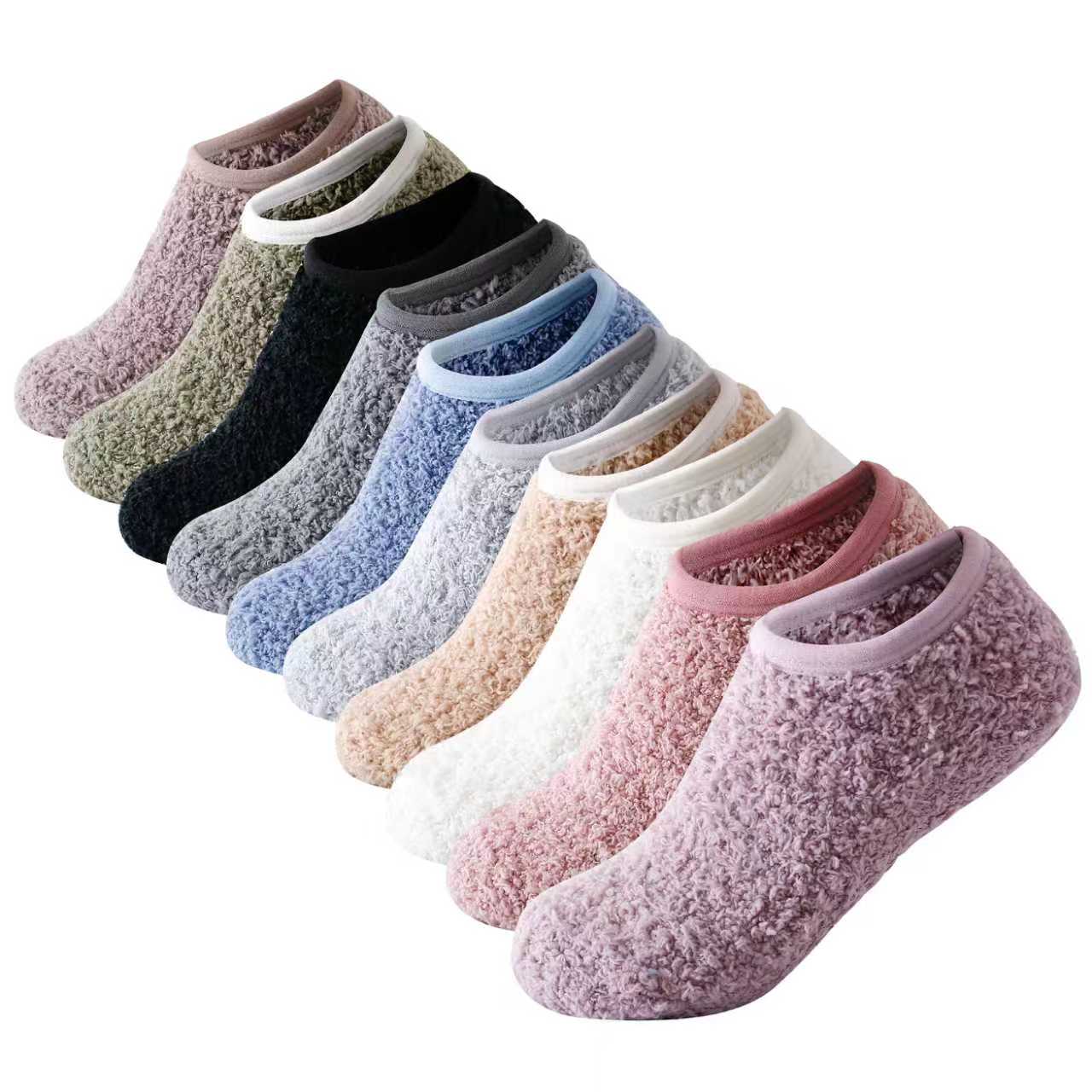 thumbnail video image 2 of Fuzzy Grip Socks for Women,Thick Warm Slipper Cozy Fluffy Non Slip Ankle Hospital socks With Grips, 2 of 11