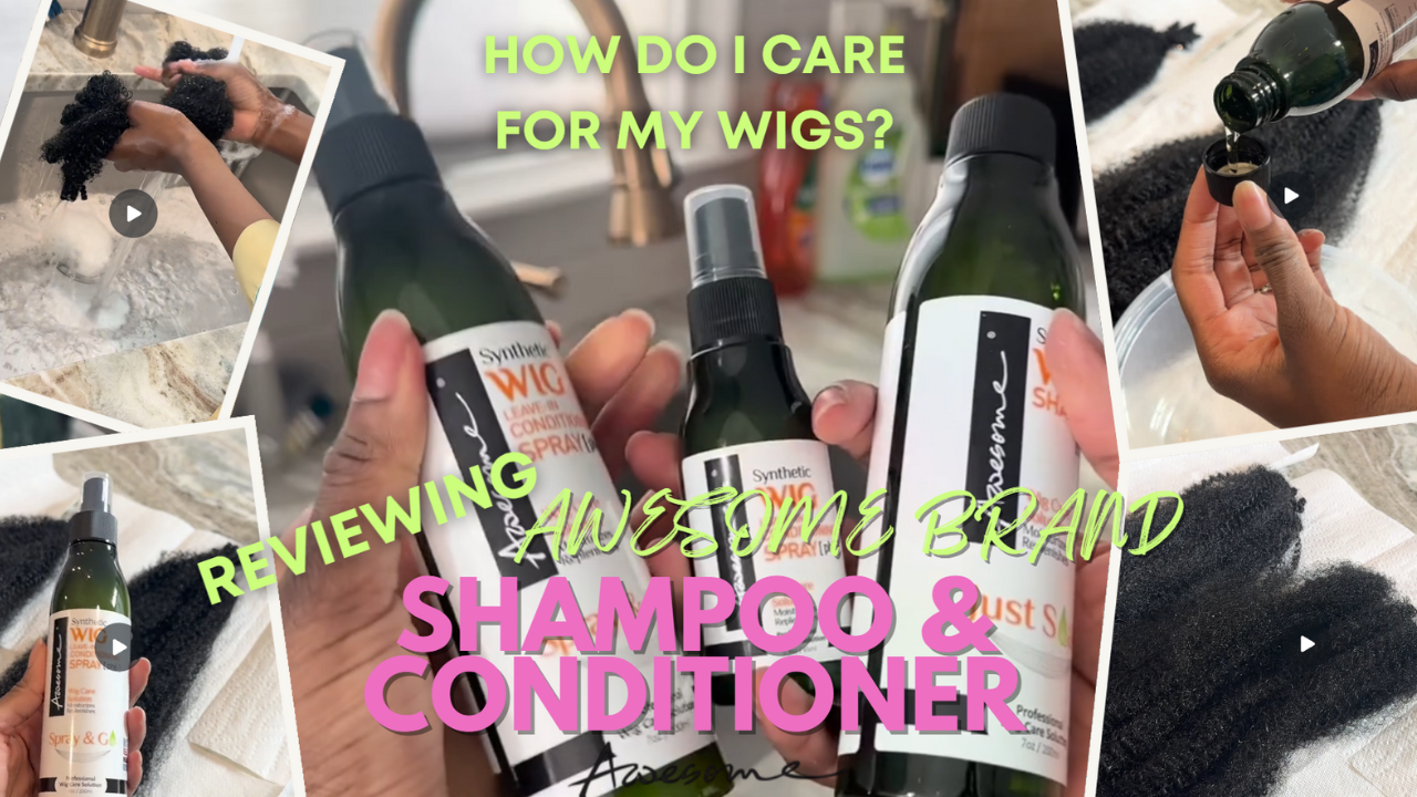 thumbnail video image 2 of [1 Set of 2] Awesome® | Synthetic Wig Leave-in Conditioning Spray | [pH6] - Top Professional Wig Care Solution, Moisturizes & Replenishes Synthetic Wigs, Easy Combing, Coconut Oil, 7 Ounce, 2 of 7