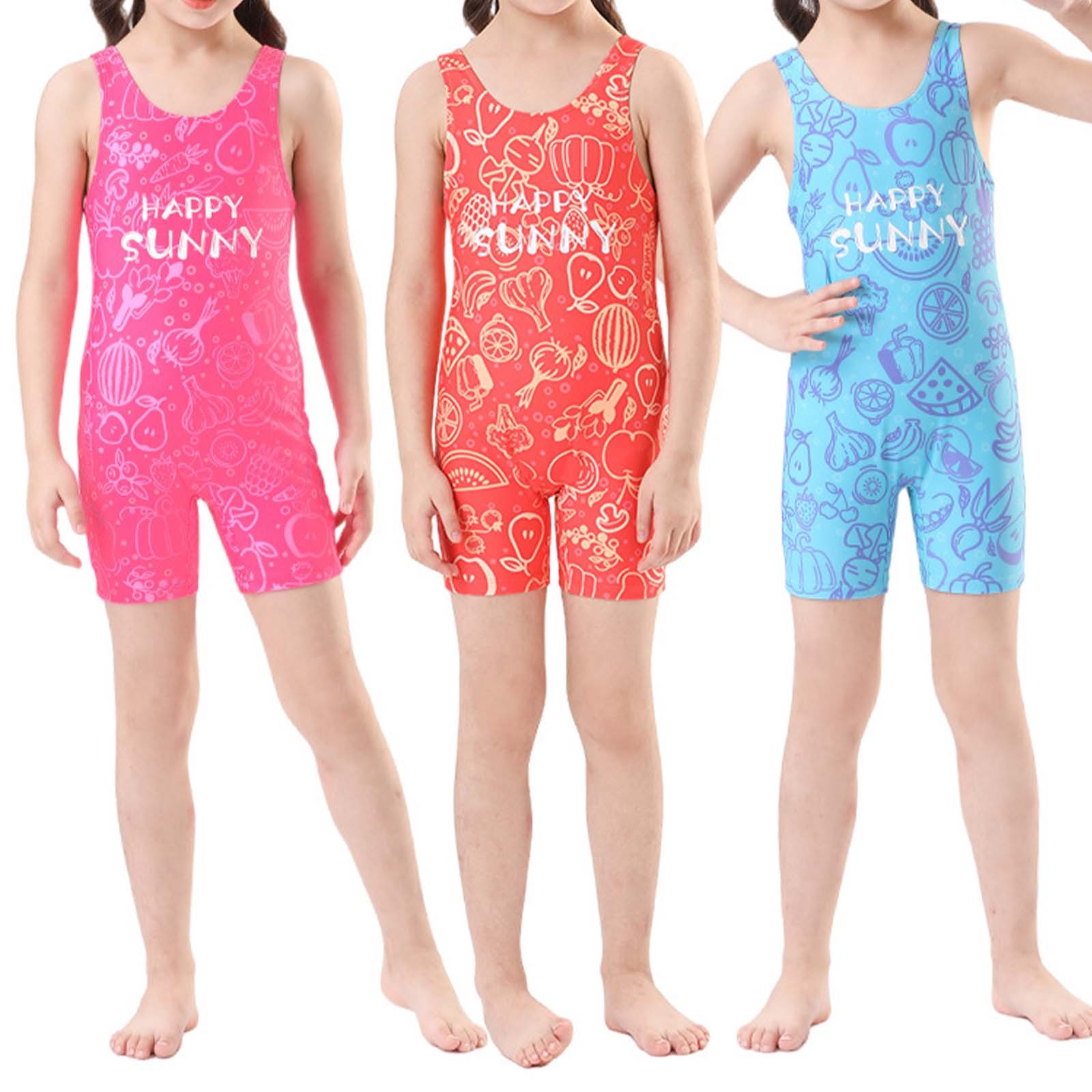 thumbnail video image 2 of SGMVNU Girls Swimsuit 1 Piece Shorts Swimwear Girls Swimsuits 10-12 Back Cutout Bathing Suit Rash Guard Swimwear Beachwear Sunsuit for Tween Kids, Size XL, Hot Pink, 2 of 7