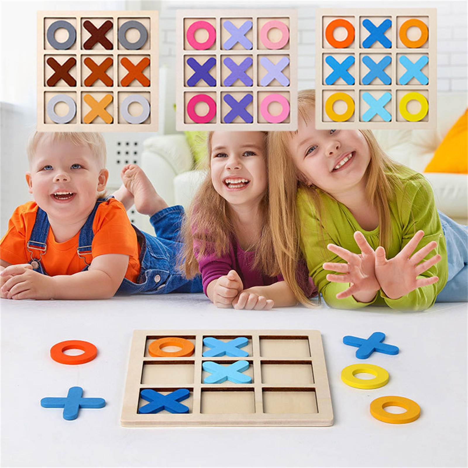 thumbnail video image 2 of FastXmas Wooden Tic Tac Toe Board Game –Interact Board Toys Montessori Toys Handcrafted Noughts and Crosses Family Game | Table Desk Floor Indoor Game Gifts, 2 of 8