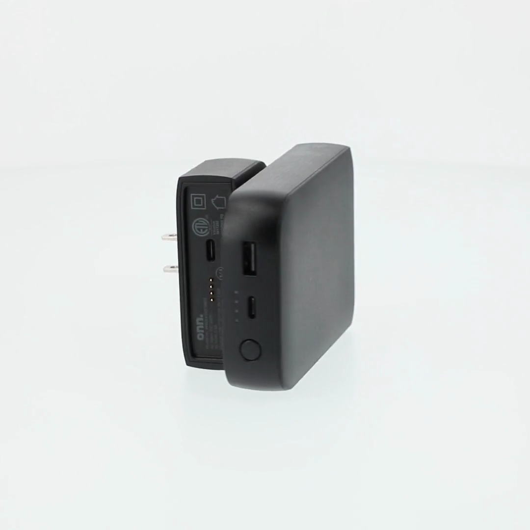 Onn+ Portable Battery 10,000 mAh 2-in-1 with Detachable AC Adapter Extra  USB-C Port Black - Walmart.com