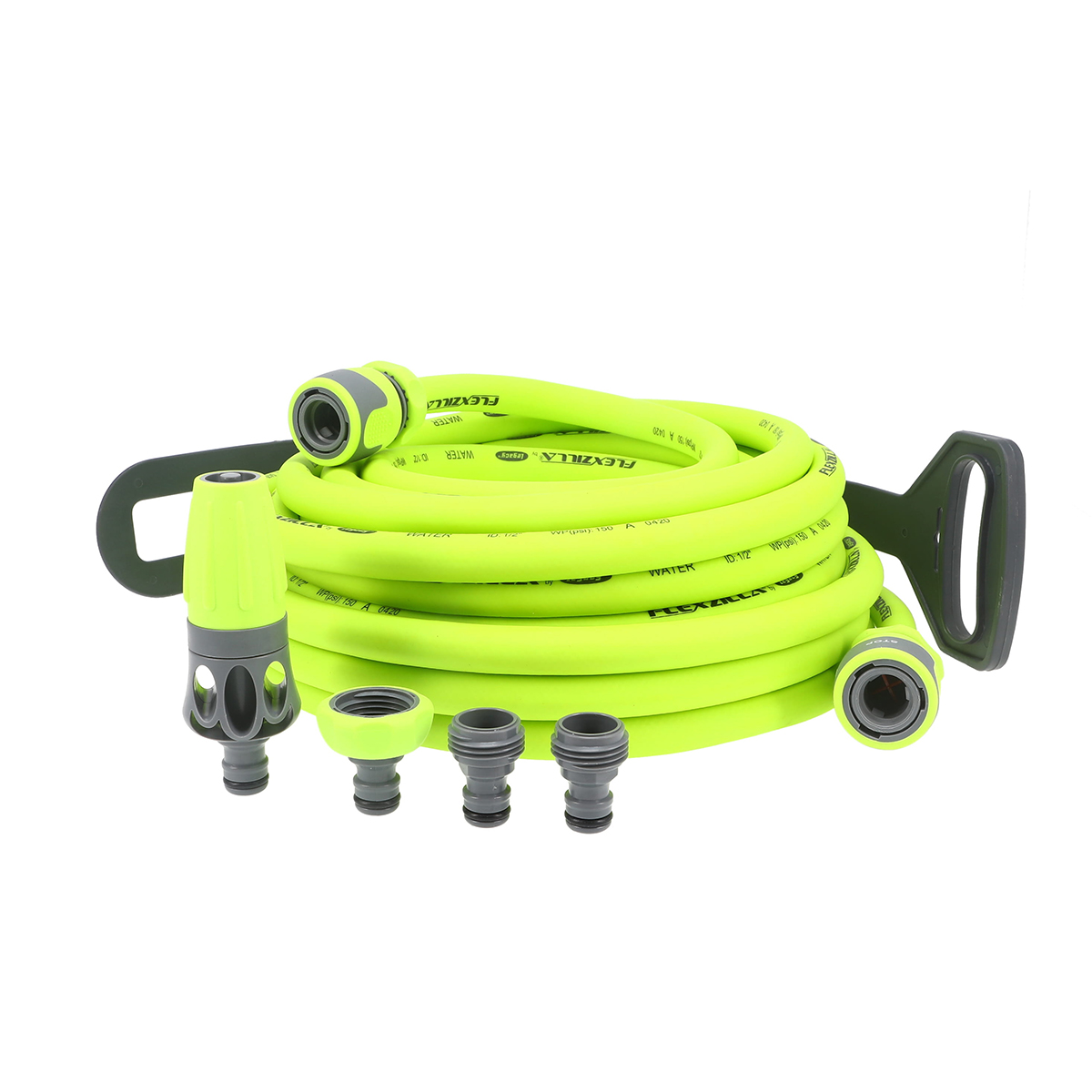 Flexzilla® Garden Hose Kit with Quick Connect Attachments, 1/2 x 50',  ZillaGreen, Hybrid Polymer 