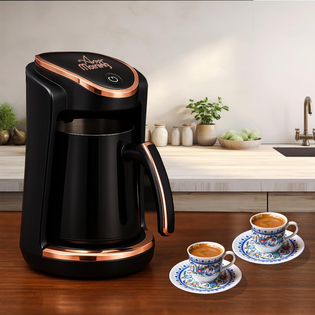thumbnail video image 2 of Any Morning LI23201S Turkish Coffee Maker, Stainless Steel Double Spout Pot, 8.4 oz - 4 Cups, 2 of 7