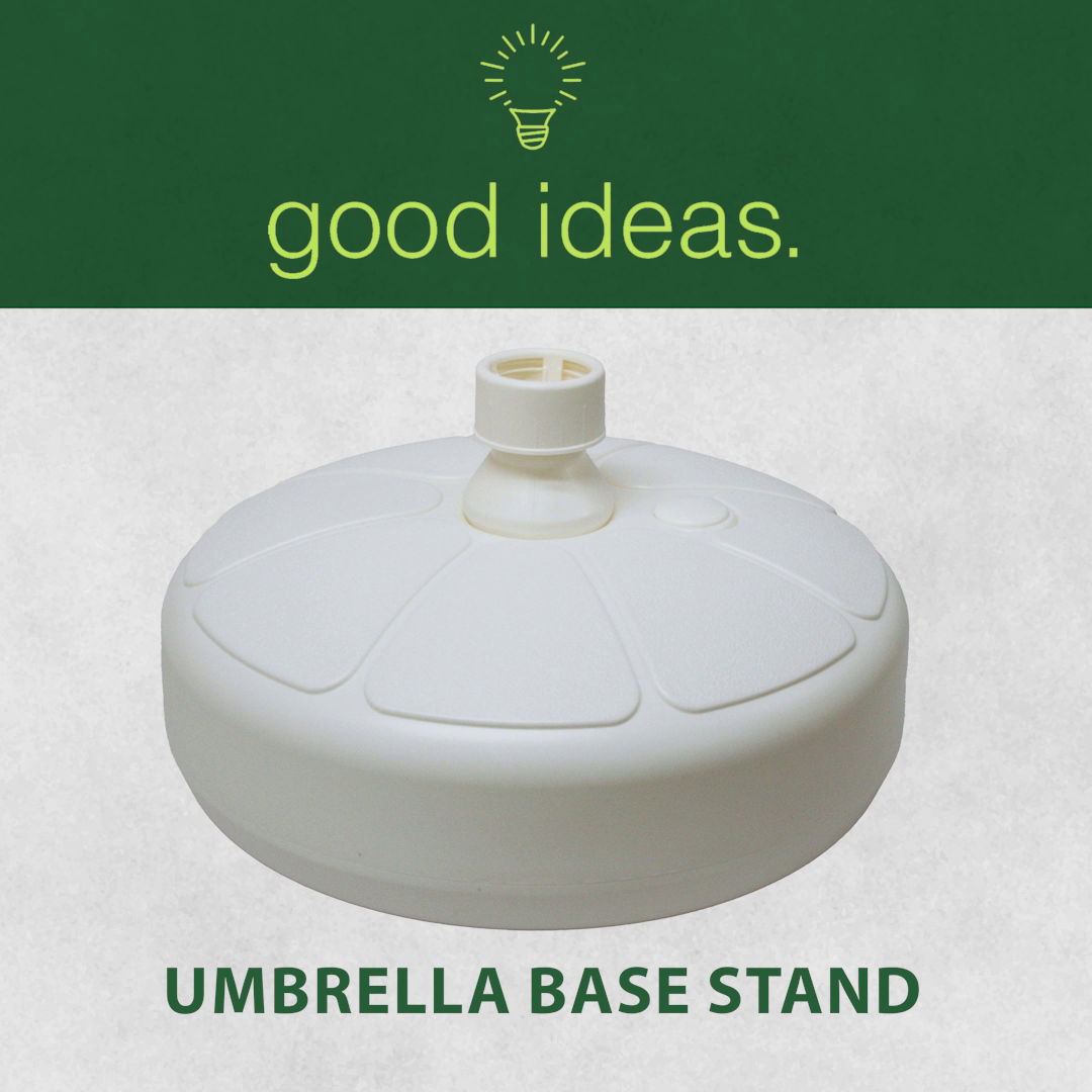 thumbnail video image 2 of Good Ideas Outdoor Umbrella Stand Patio Base for 1 & 1.5 Inch Poles, White, 2 of 10